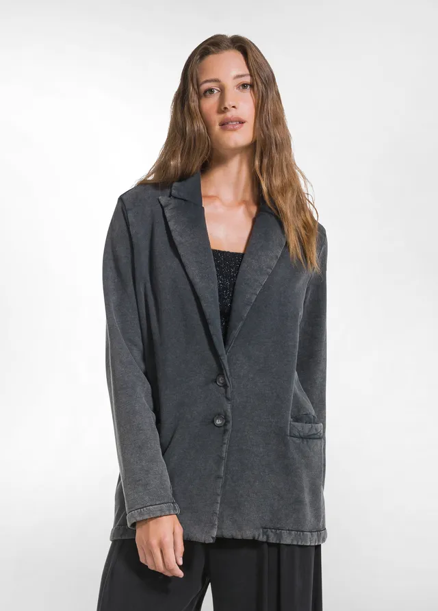 deha-blazer-in-cotone-organico-marmorizzato-nero image 1