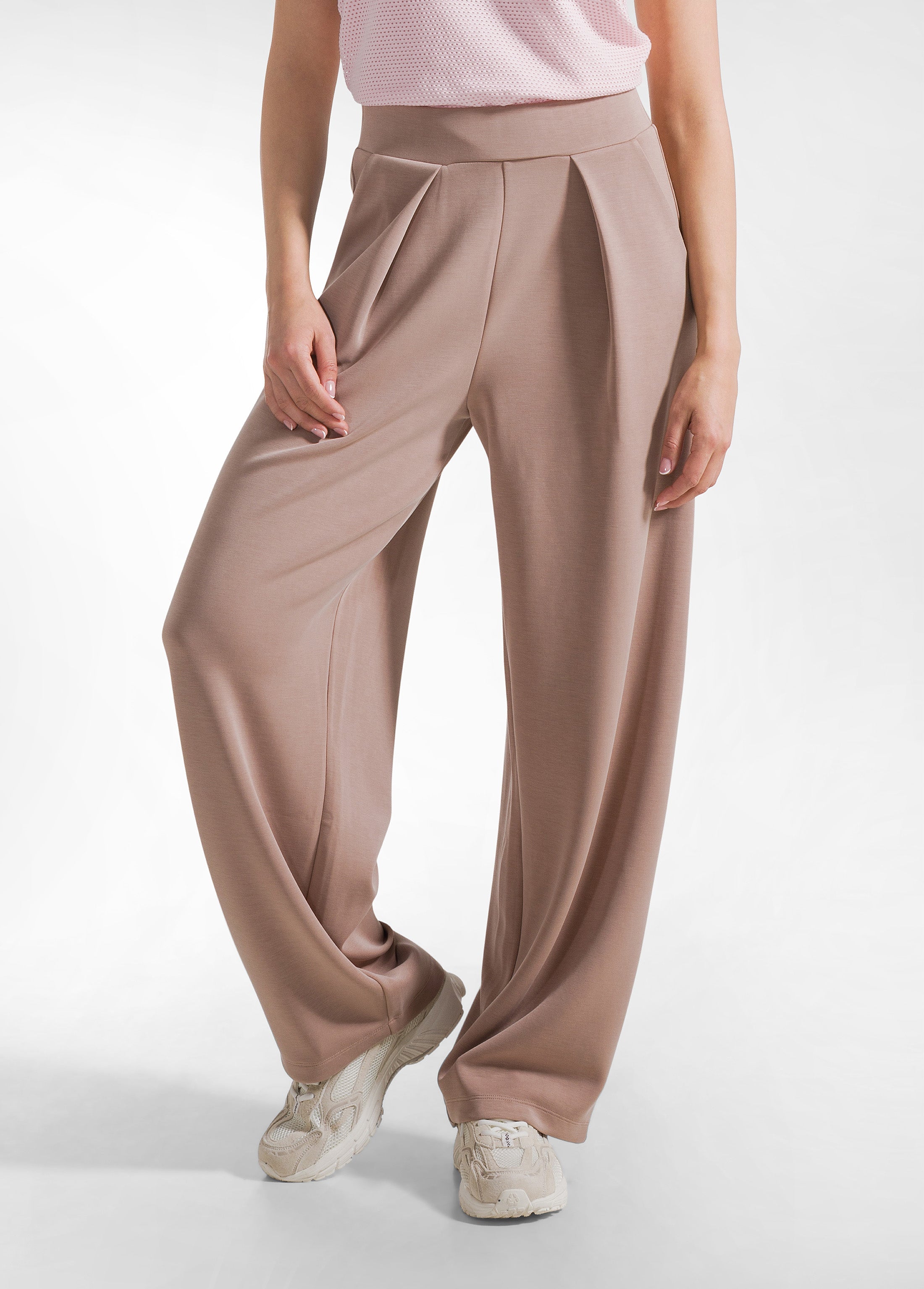 deha-d42315-pantaloni-plissettati-in-modal-marrone image 2