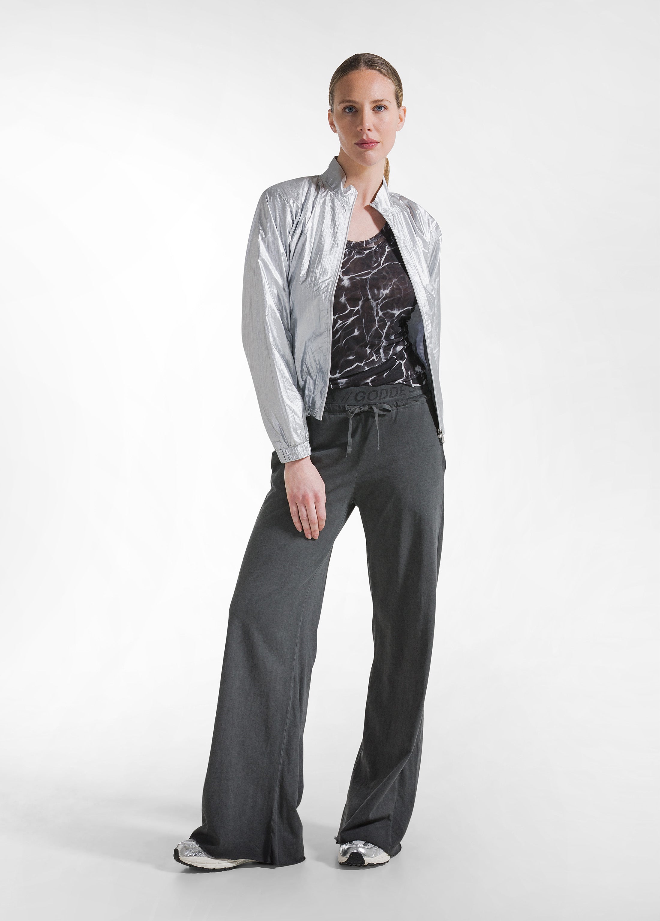 deha-bomber-collo-alto-d42431-grigio-giacca-nylon-metallico image 4