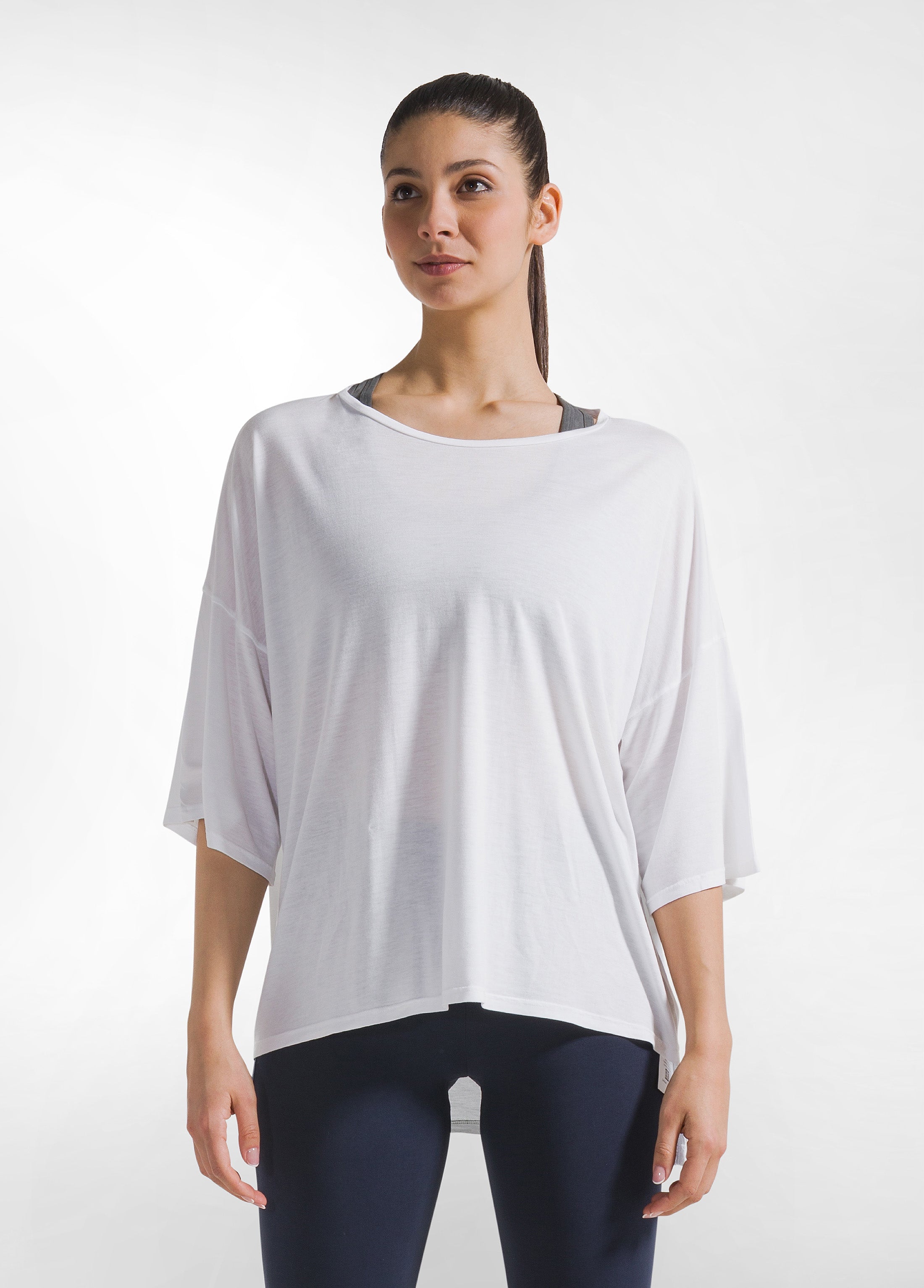 deha-d42044-t-shirt-yoga-oversize-tinta-unita-bianco image 1