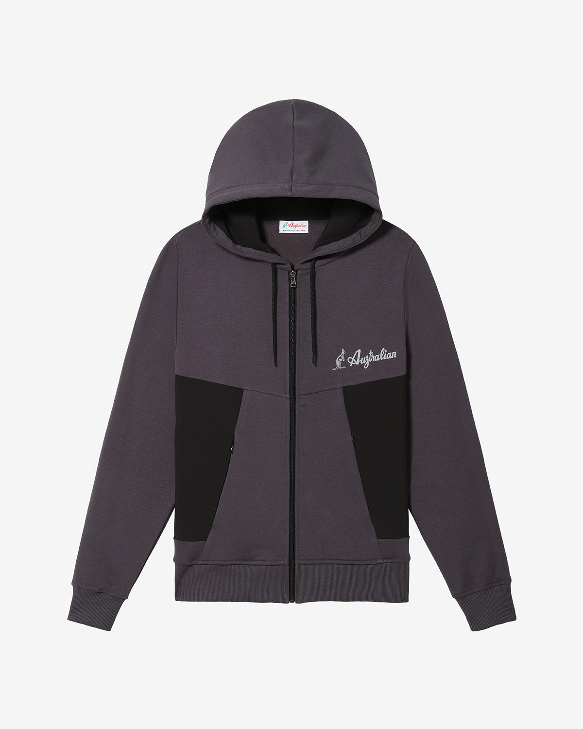 australian-tek-fleece-jacket-sportswear-con-cappuccio-grigio-titanio-made-in-ita image 6