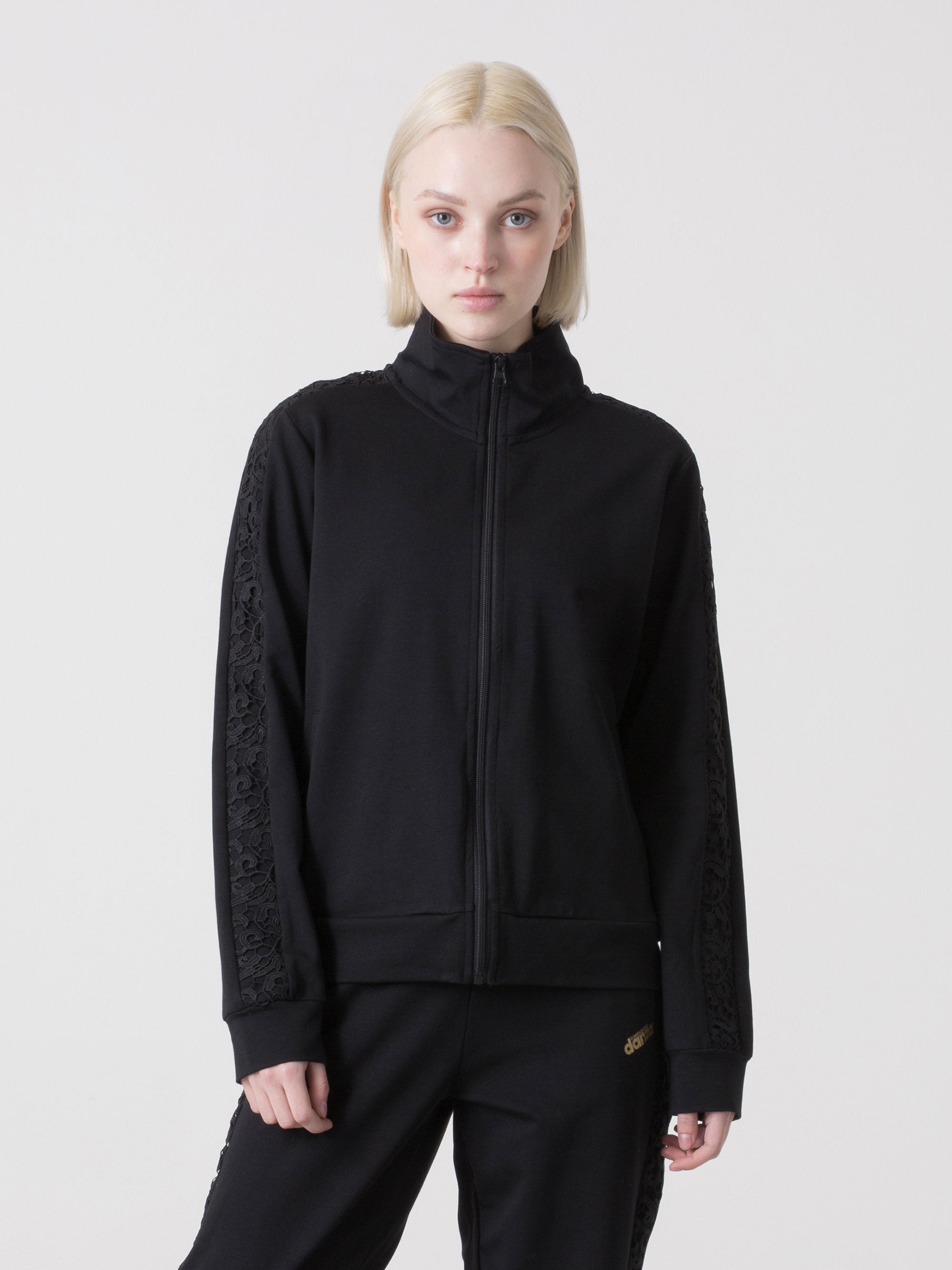 dimensione-danza-felpa-donna-full-zip-macram-collo-alto-con-tasche-laterali image 6