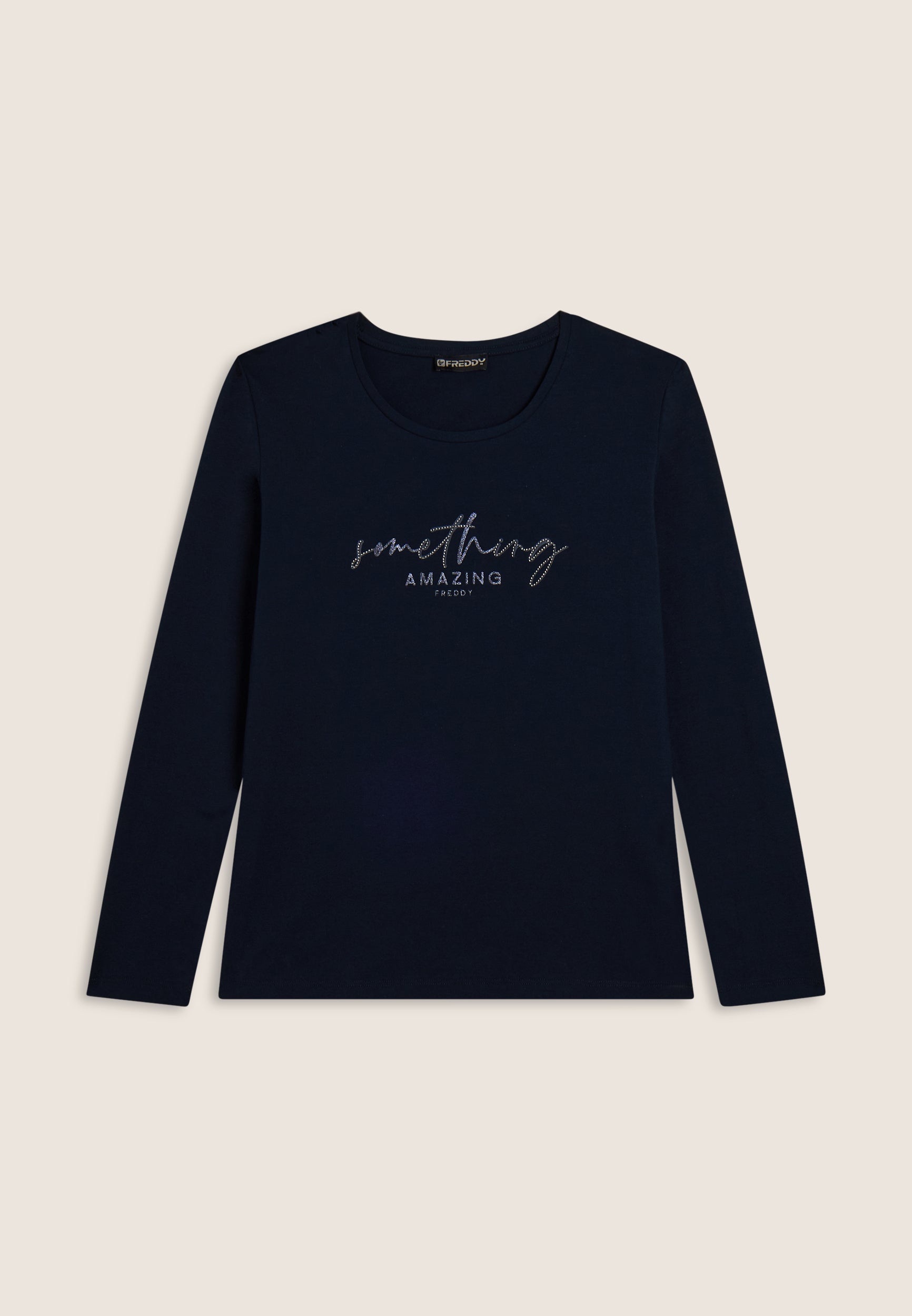 freddy-t-shirt-donna-maniche-lunghe-something-amazing-con-strass image 7
