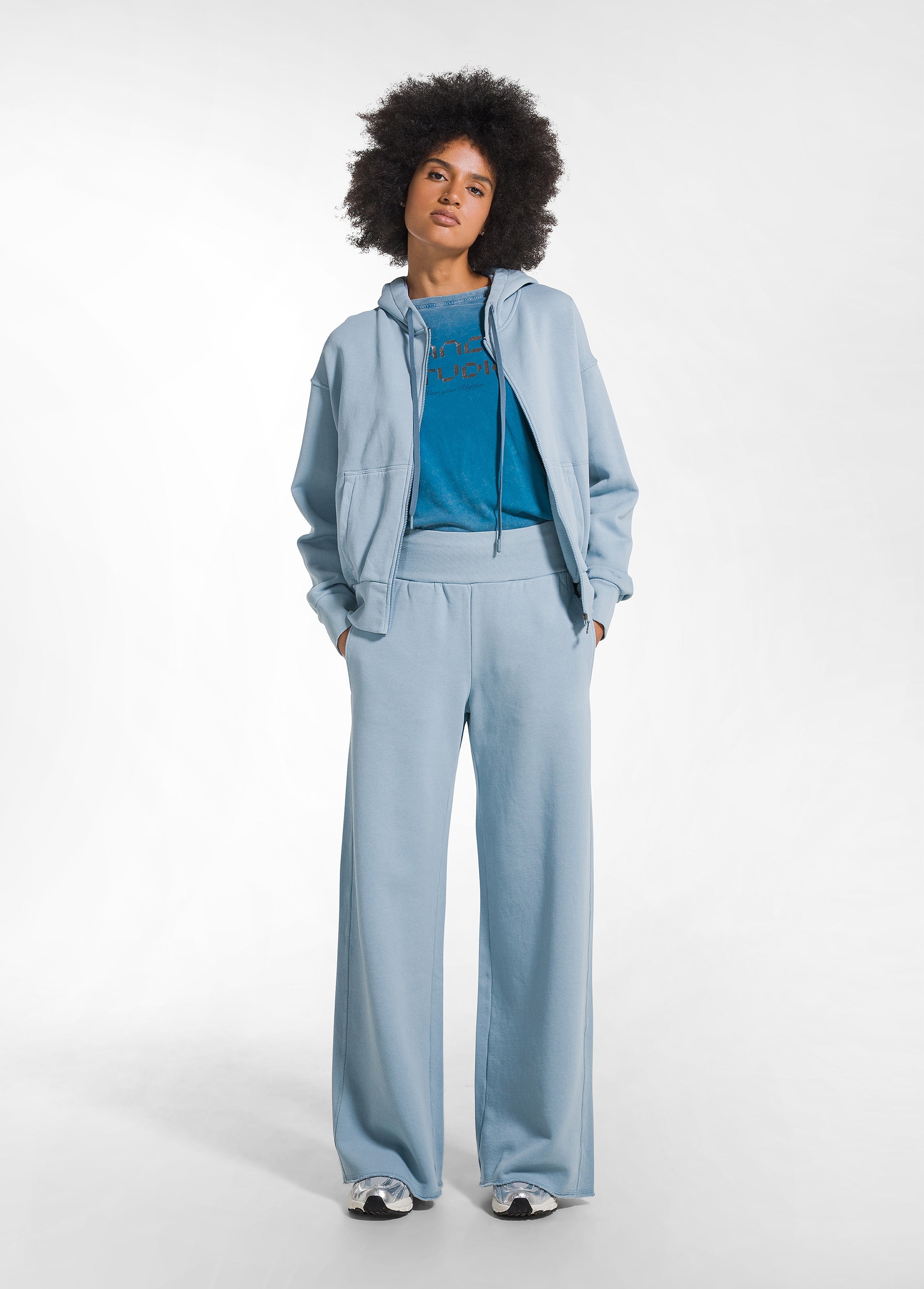 deha-pantaloni-palazzo-d52148-in-cotone-organico-blu image 1