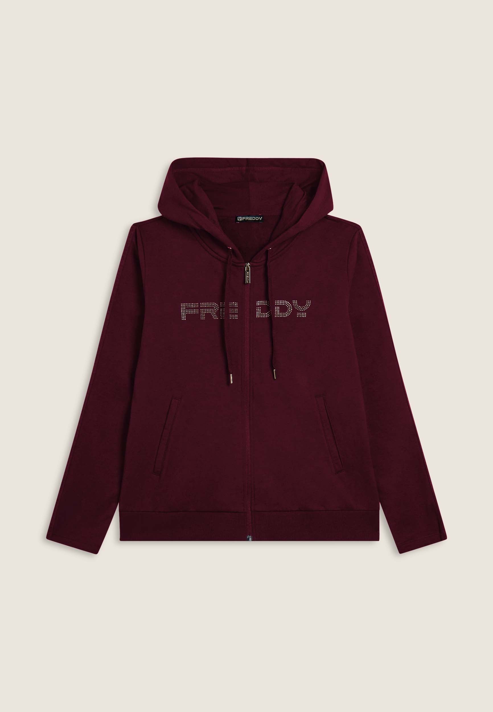freddy-felpa-donna-con-zip-cappuccio-e-banda-logata-strass image 8