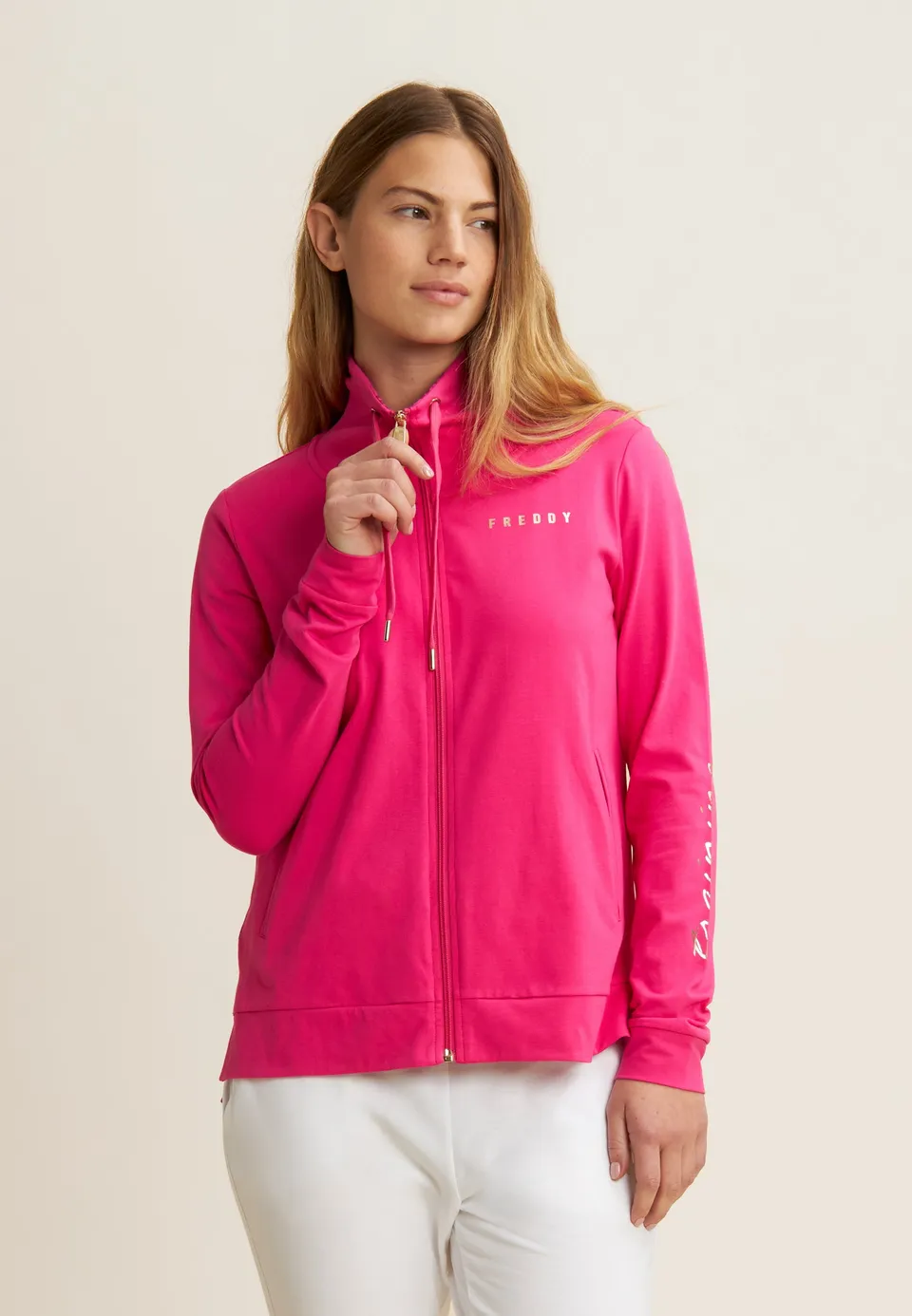 freddy-felpa-donna-zip-collo-alto-heavy-jersey-stampa-floreale image 1