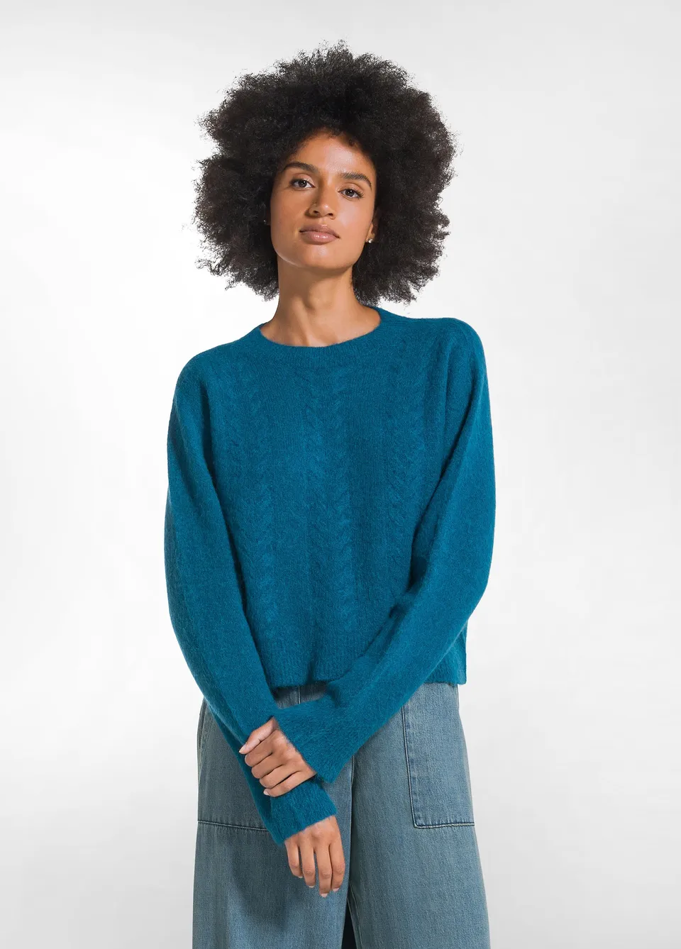 deha-maglione-in-alpaca-a-trecce-verde-vestibilit-corta image 1