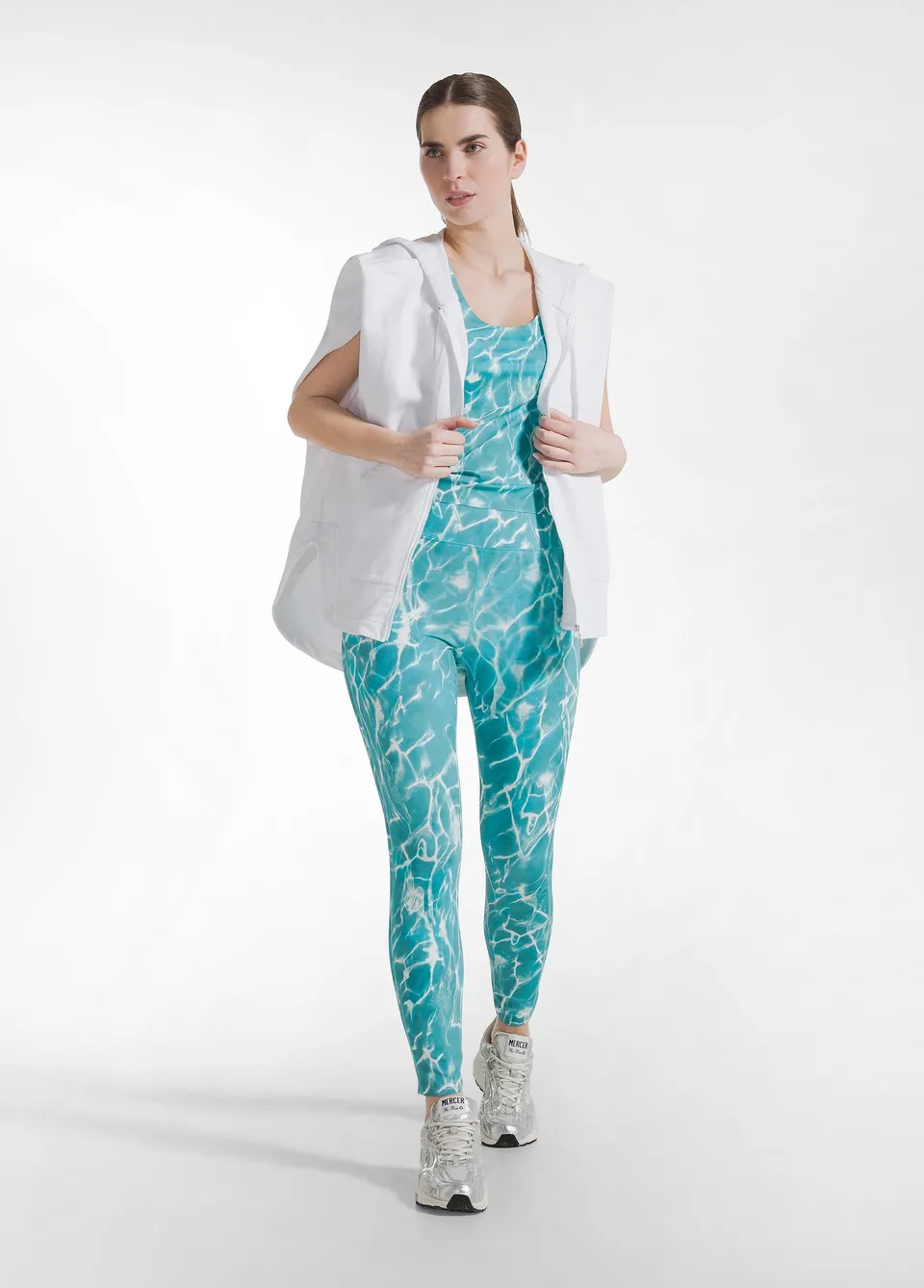 deha-leggings-in-microfibra-con-stampa-allover-blu image 1