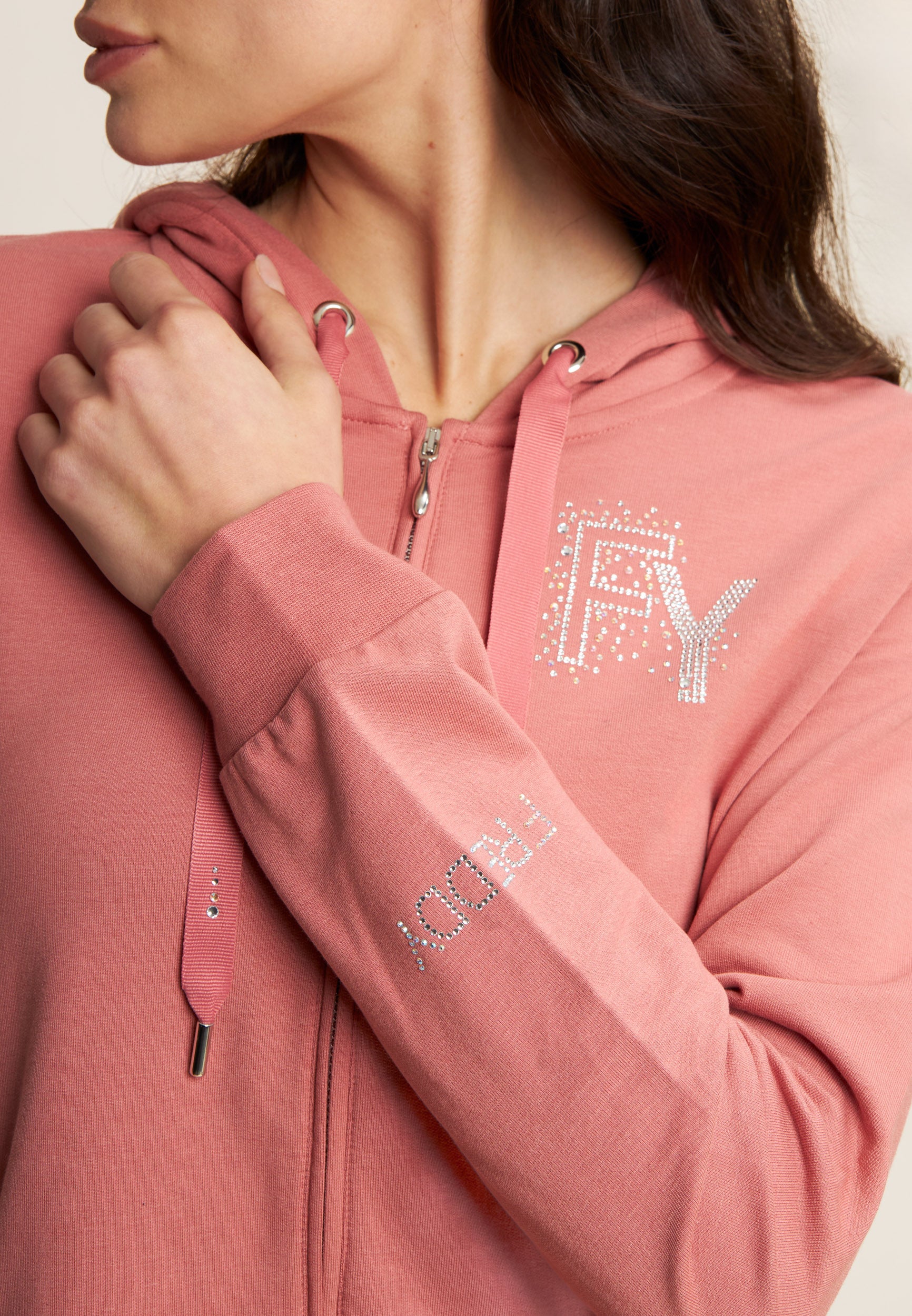 freddy-felpa-donna-con-cappuccio-e-zip-logo-fy-in-strass image 4