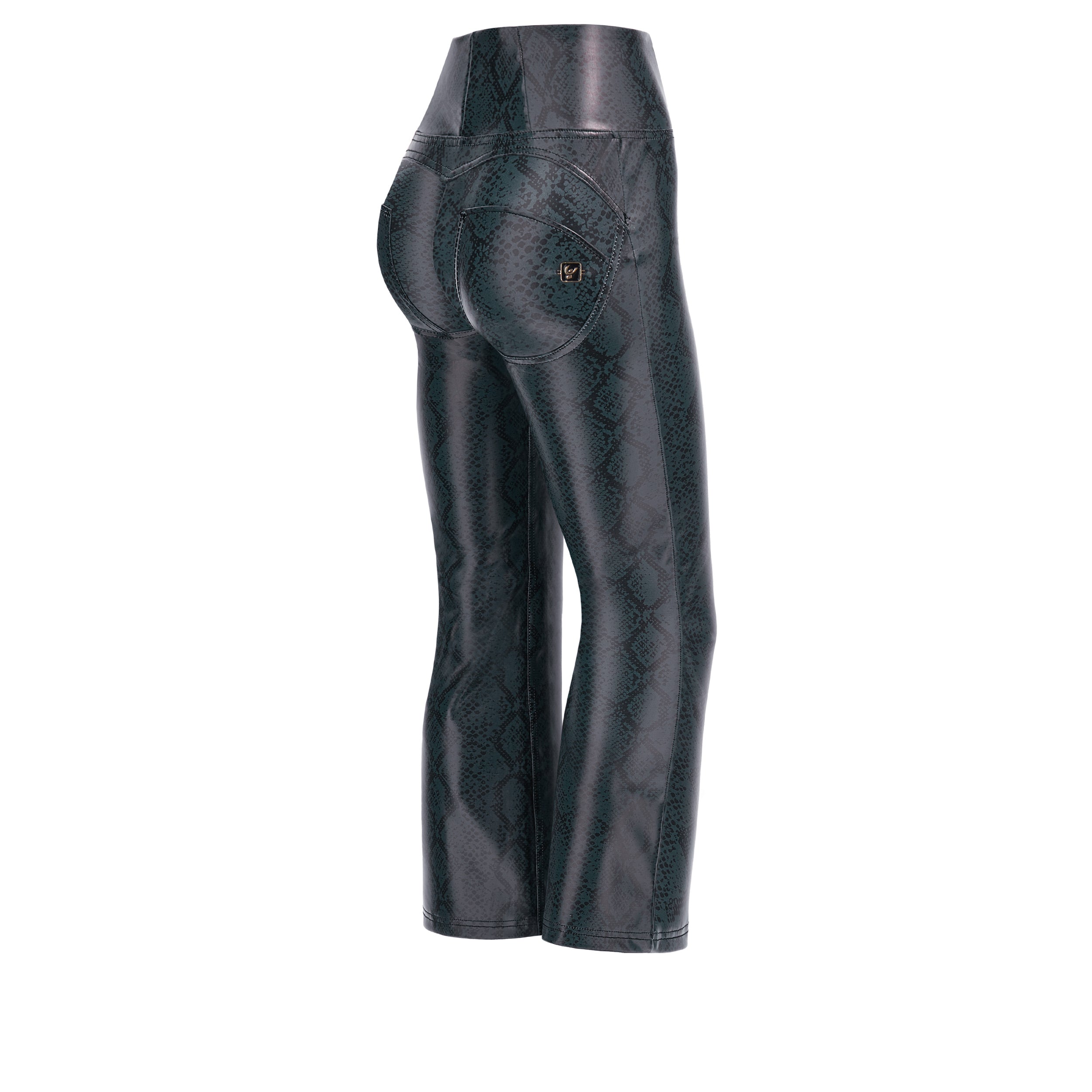 freddy-pantaloni-wr-up-similpelle-pitonata-flare-cropped-vita-alta image 7