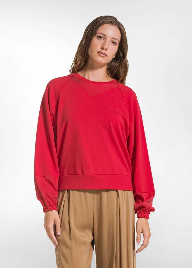 deha-d52420-felpa-girocollo-cotone-modal-e-raso-rosso image 1