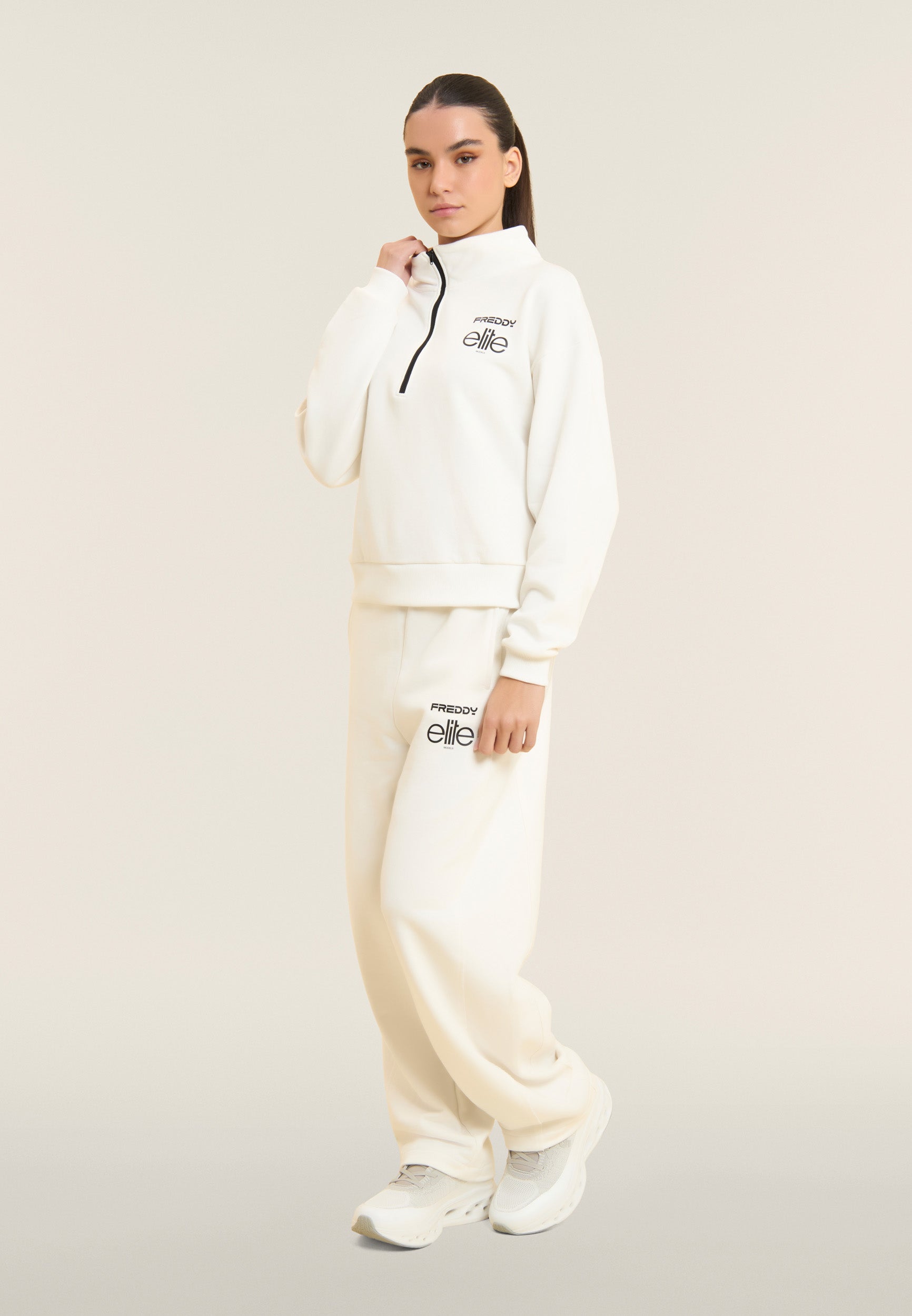 freddy-x-elite-felpa-comfort-fit-donna-in-cotone-con-mezza-zip image 5
