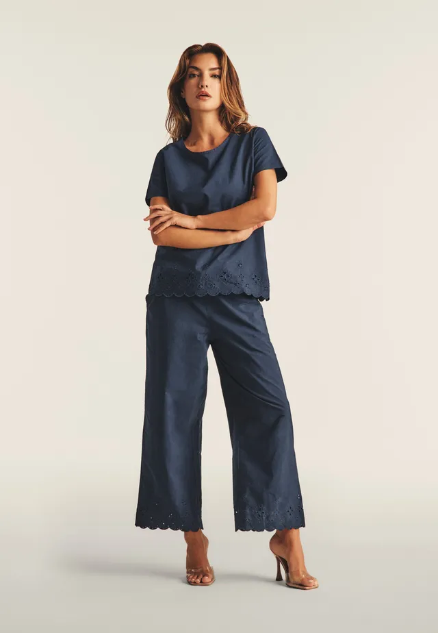 freddy-pantaloni-wide-leg-cotone-navetta-con-ricami-sangallo image 1