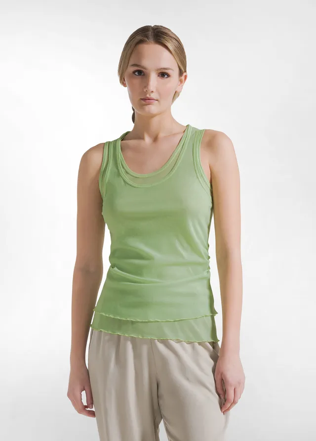 deha-canotta-doppio-strato-in-tulle-verde-canotta-donna-danza-yoga image 1
