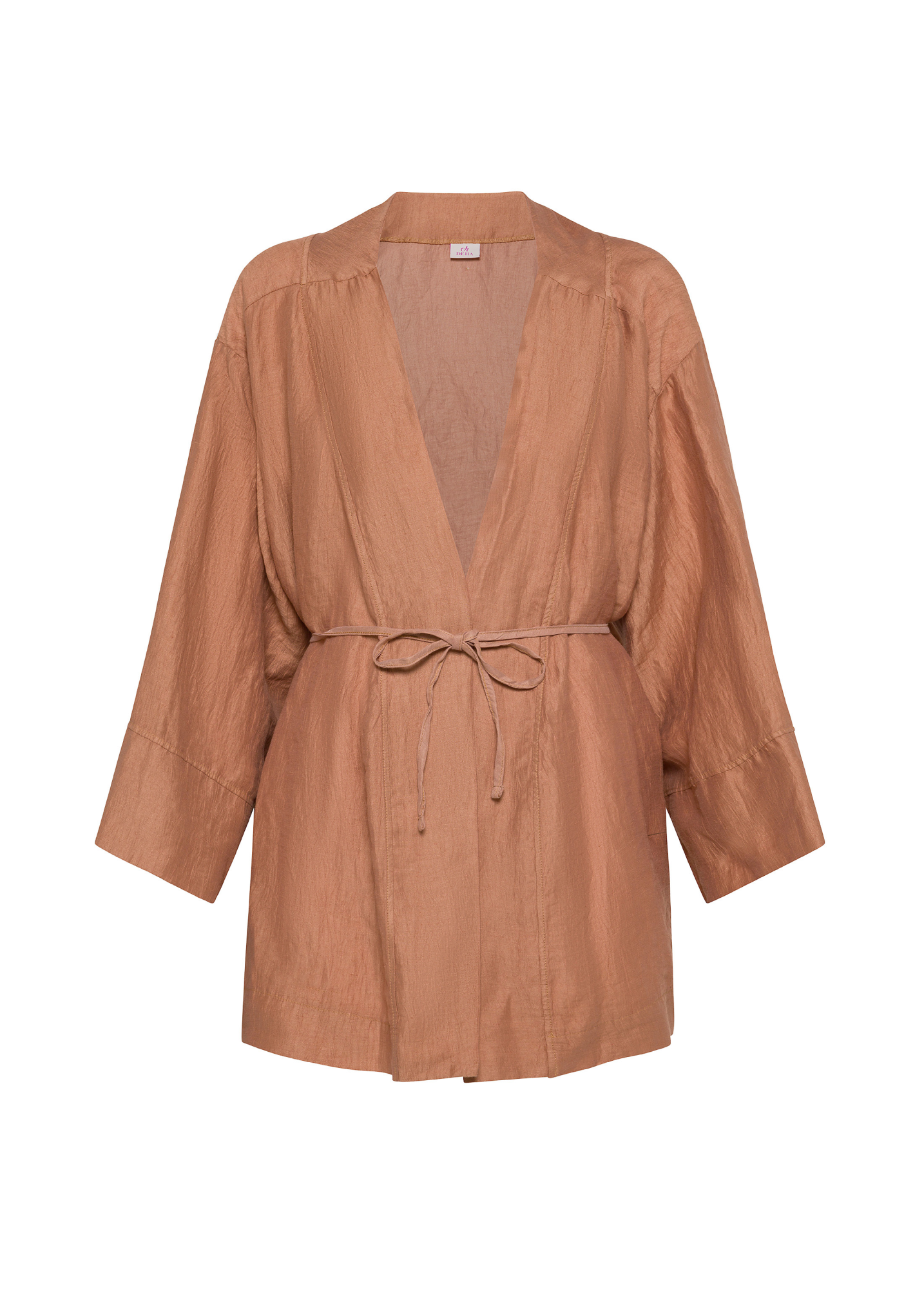 deha-giacca-kimono-in-lino-lucido-marrone-modello-d22160 image 5