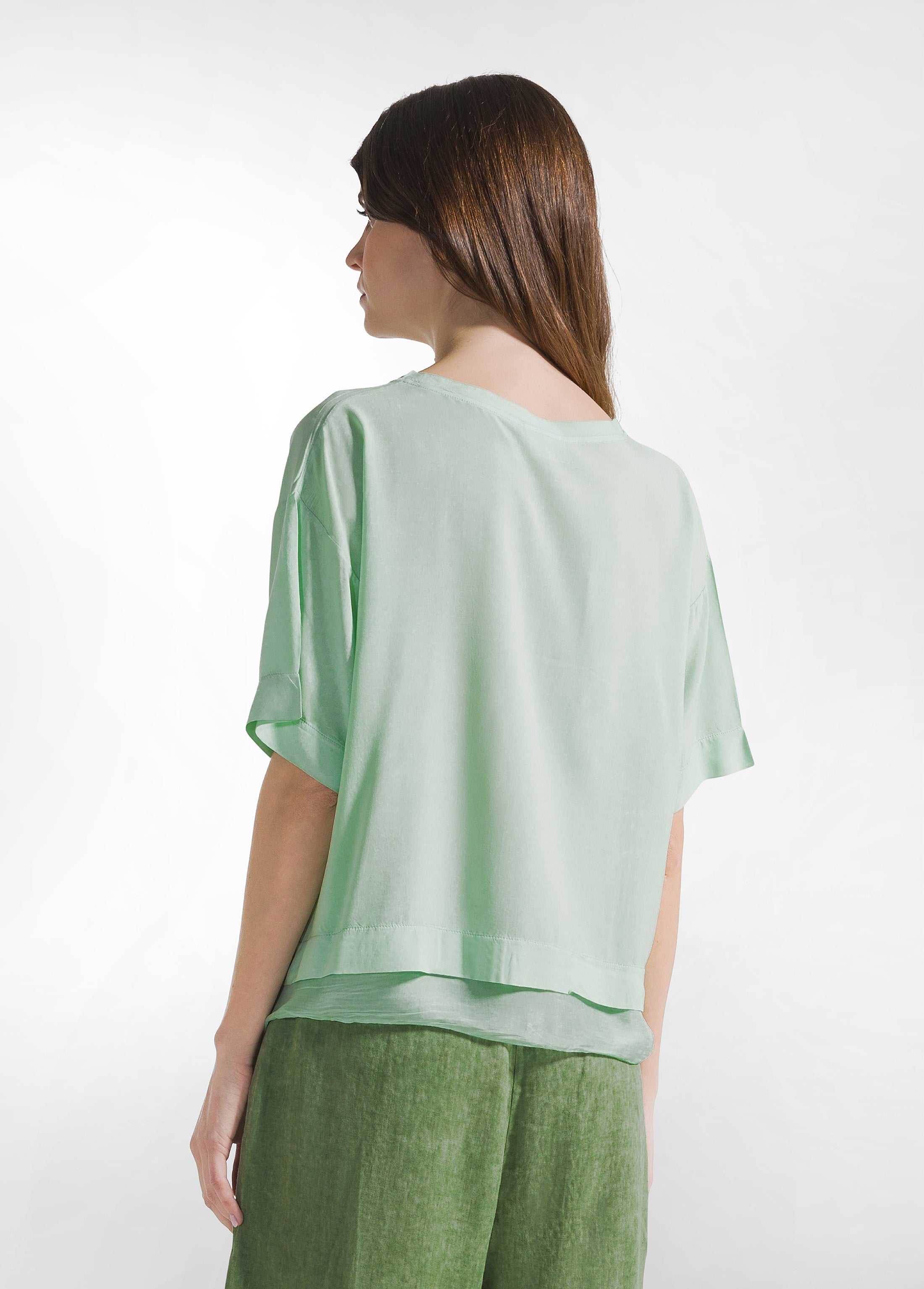 deha-d22341-blusa-in-mussola-di-viscosa-verde image 2