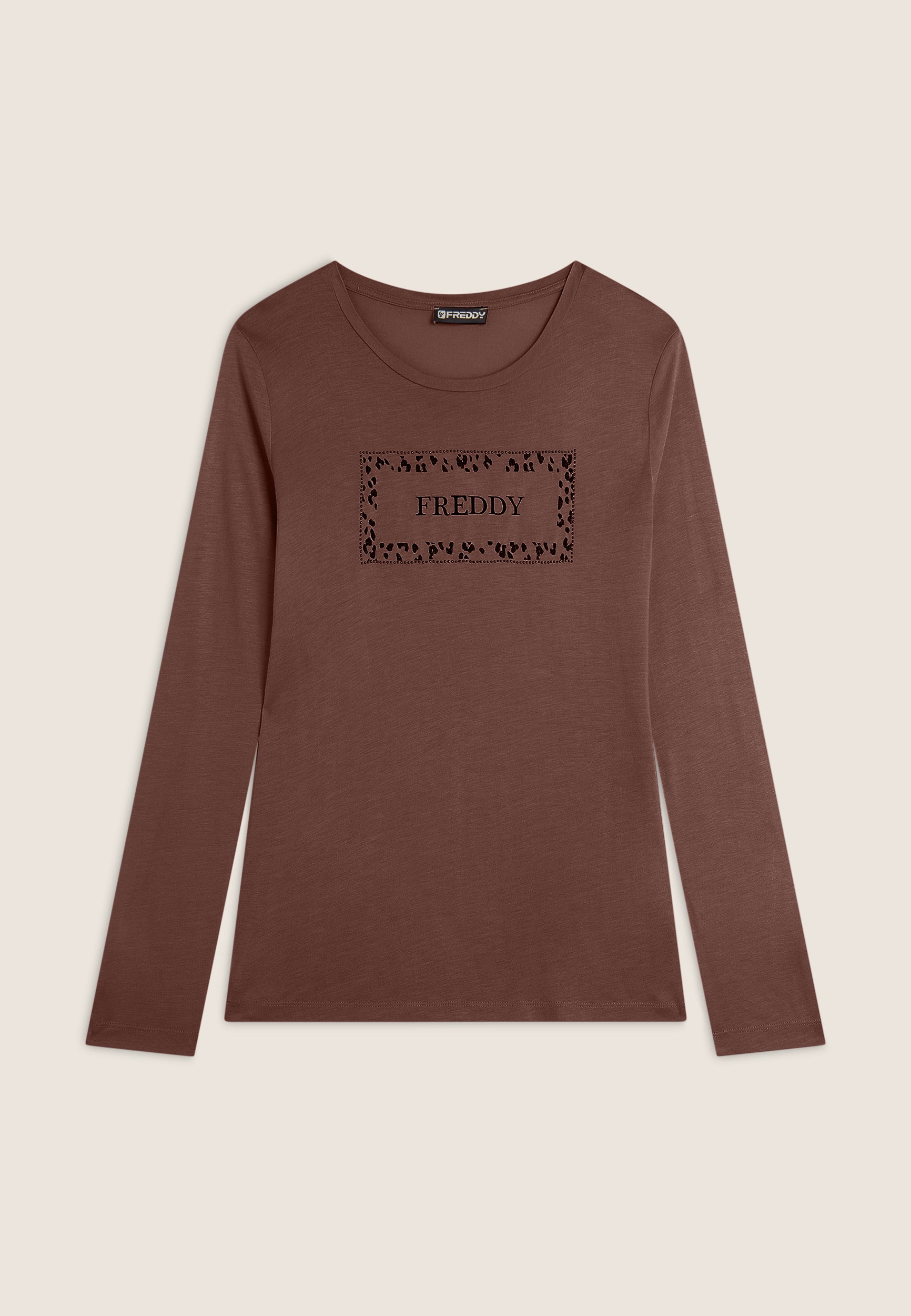 freddy-t-shirt-donna-manica-lunga-animalier-oro-rosa-viscosa image 8