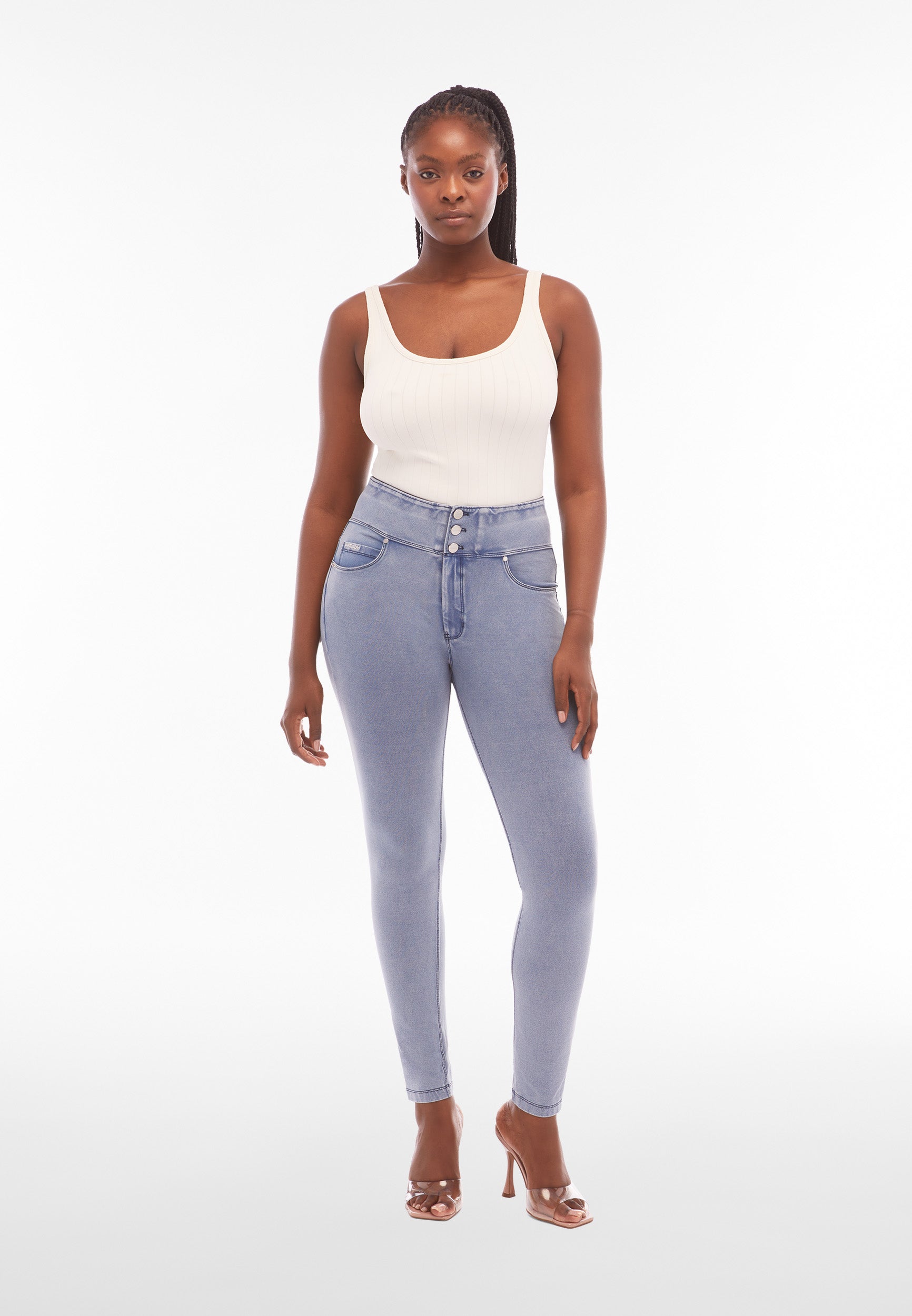 freddy-n-o-w-pantaloni-skinny-vita-alta-jersey-denim-con-strass image 2