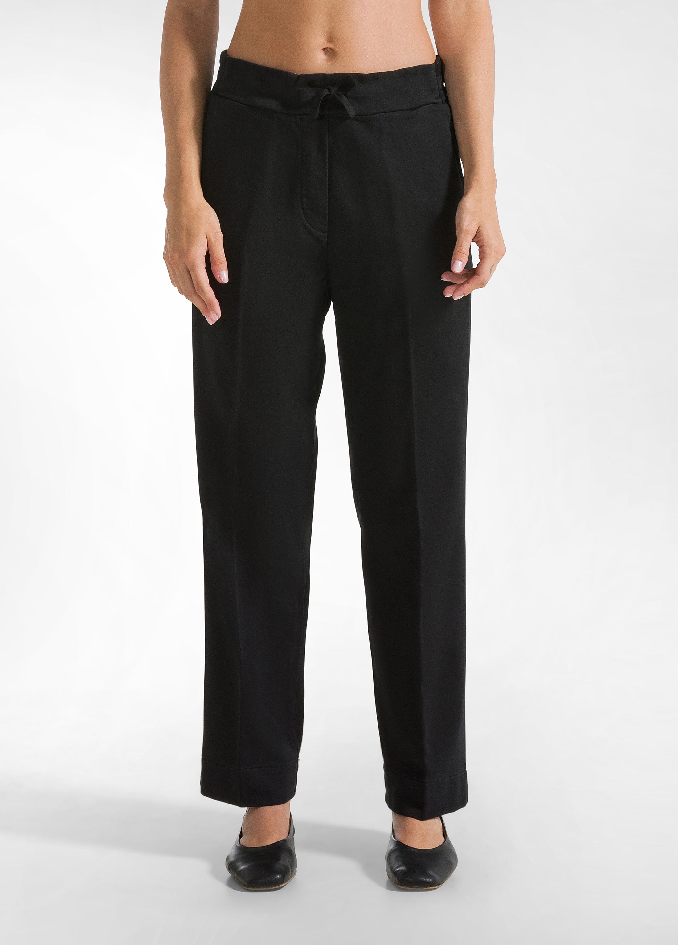deha-pantaloni-dritti-in-gabardina-stretch-nero-2 image 2