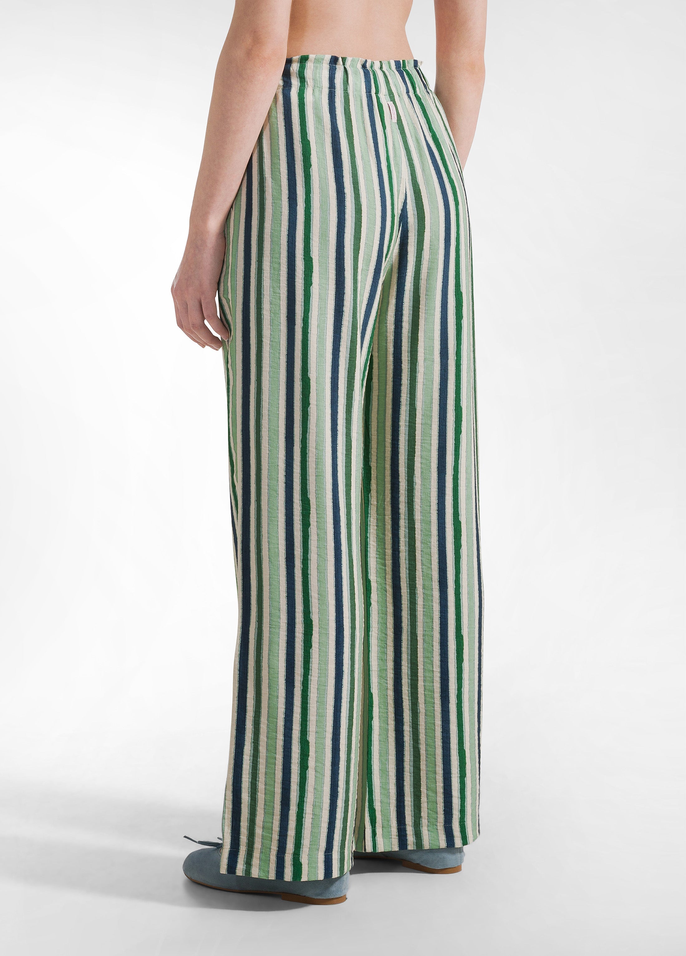deha-pantalone-palazzo-a-righe-verde-in-crepe-di-viscosa image 3