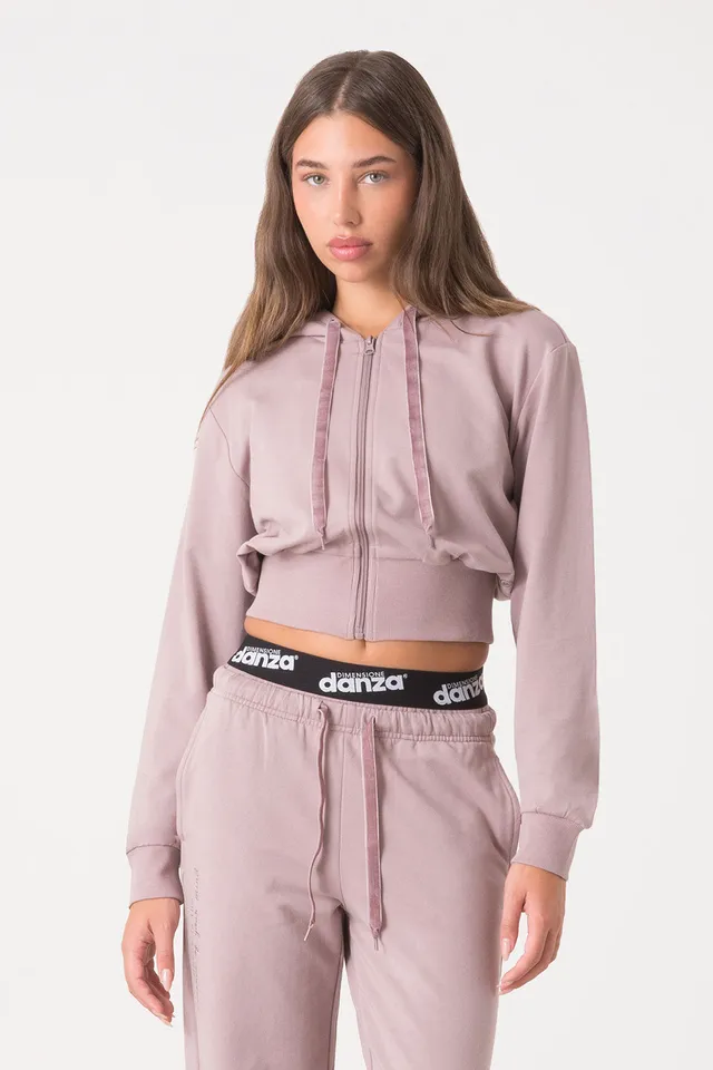 dimensione-danza-ballet-felpa-full-zip-con-cappuccio-non-garzata-fit-cropped-bom image 1