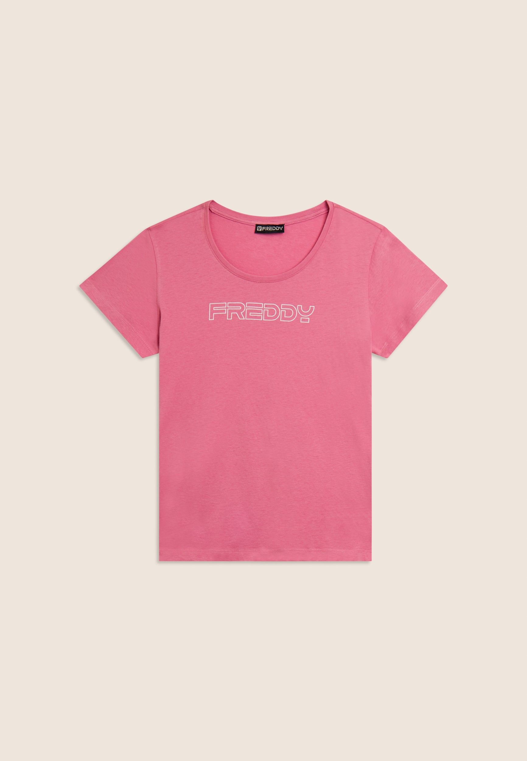freddy-t-shirt-uomo-manica-corta-con-logo-freddy-outline-glitter-bianco image 5