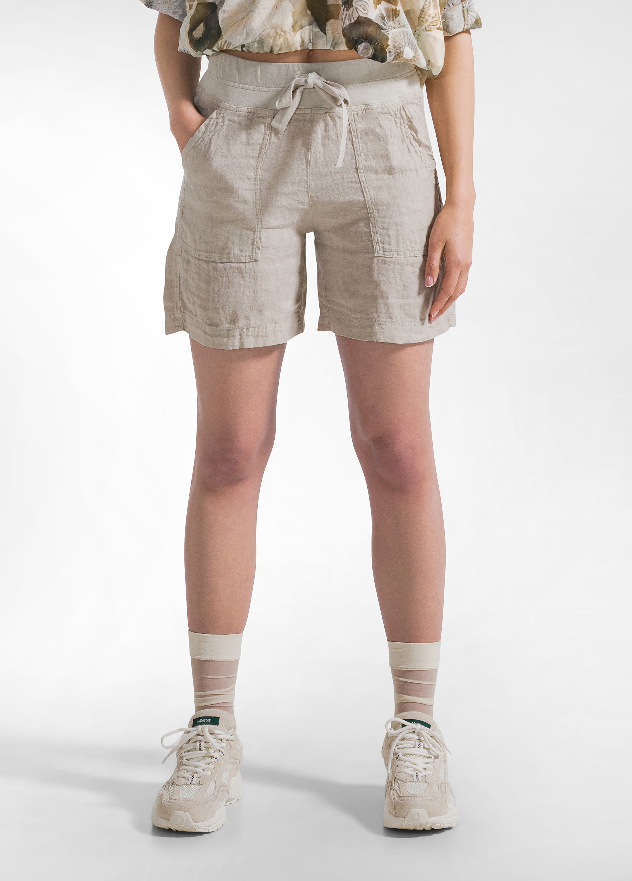 deha-d42595-shorts-in-lino-beige-naturale image 2