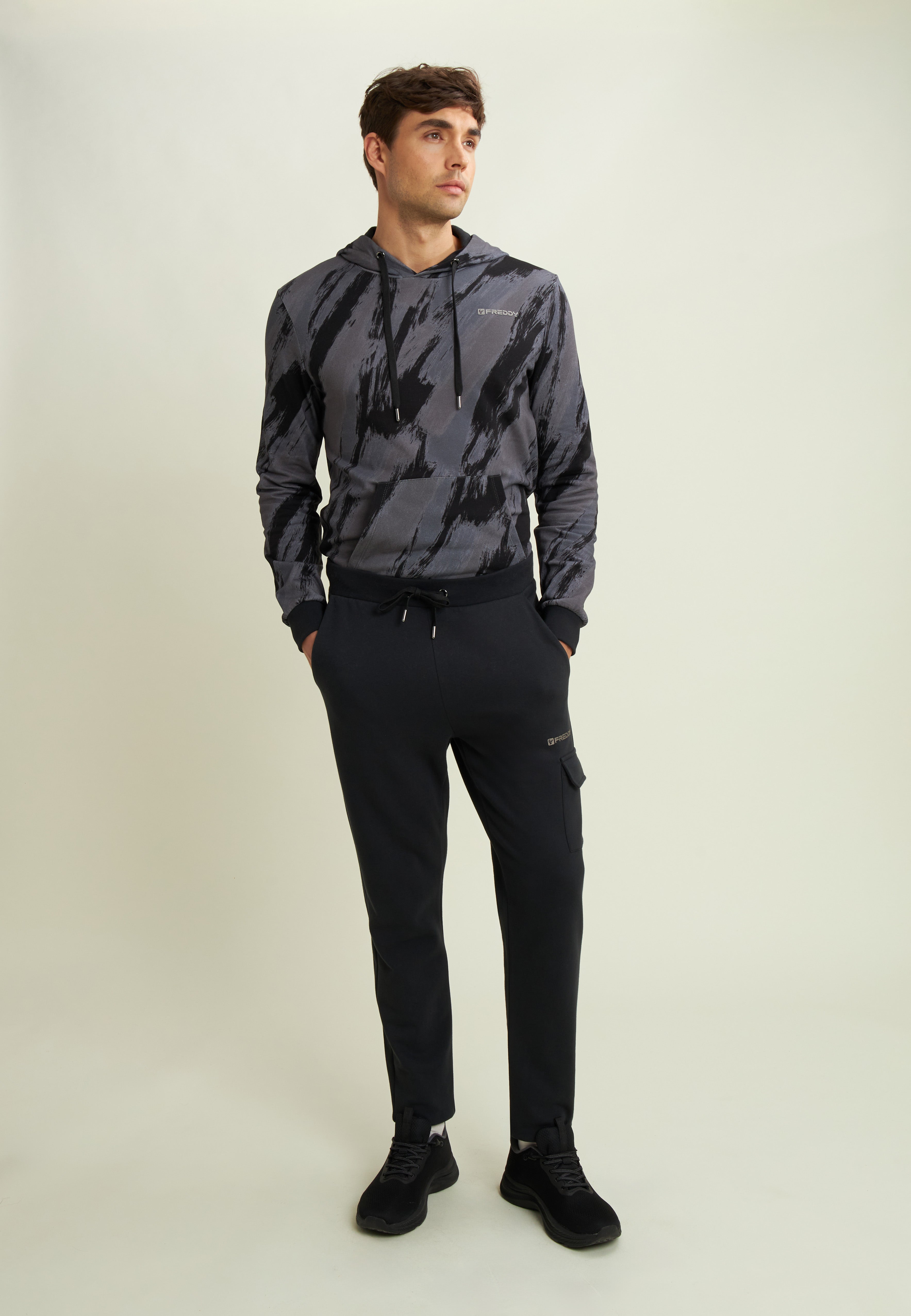 freddy-pantaloni-jogger-uomo-felpa-cotone-tasca-cargo-polsino image 2
