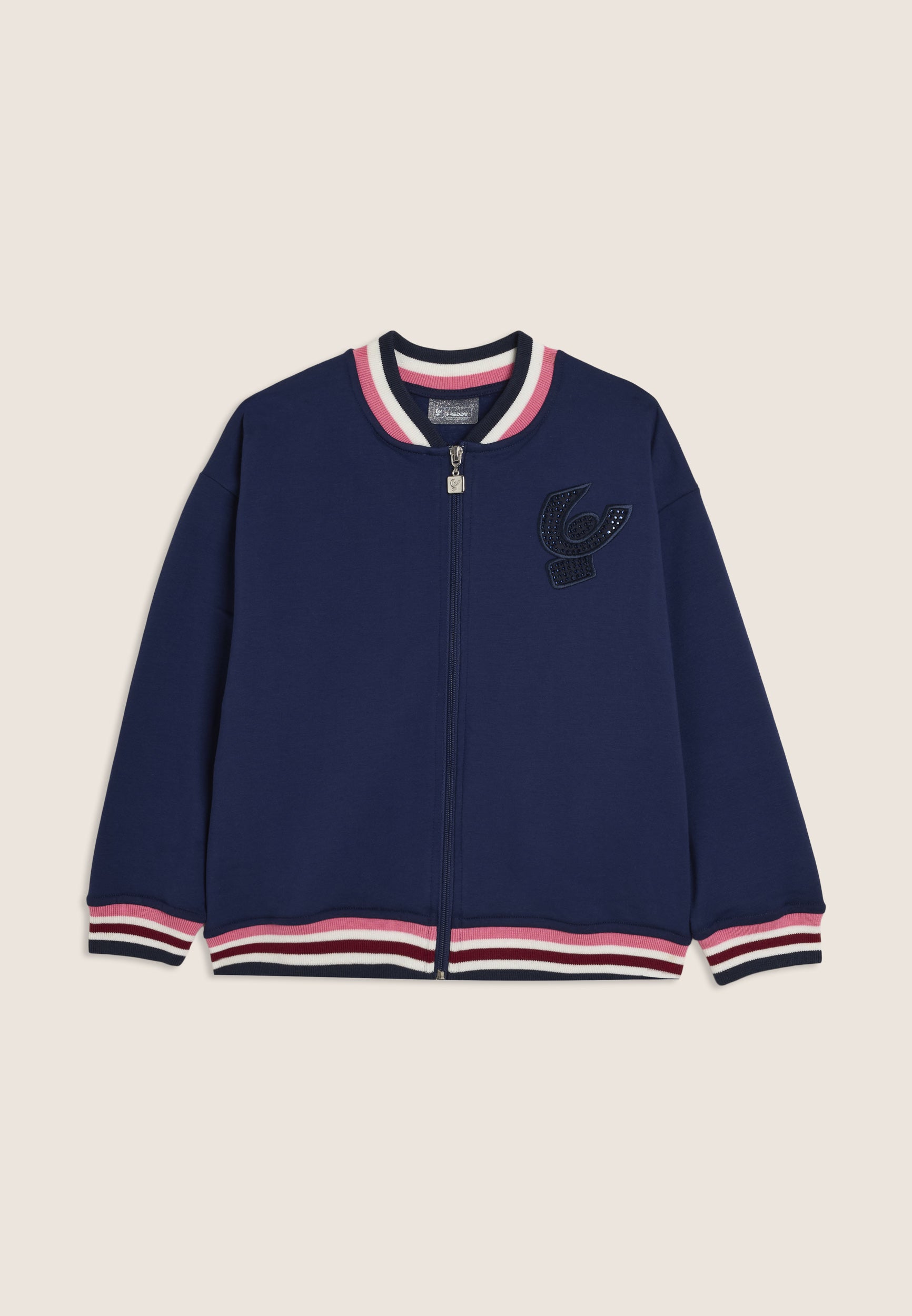 freddy-felpa-junior-stile-bomber-con-dettagli-multicolore-e-strass image 1