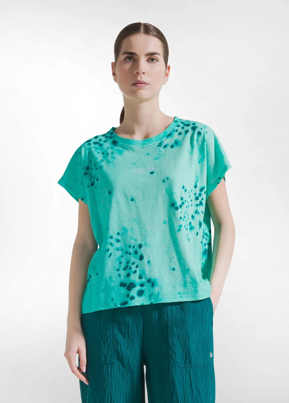 deha-t-shirt-in-cotone-fiammato-all-over-blu image 1