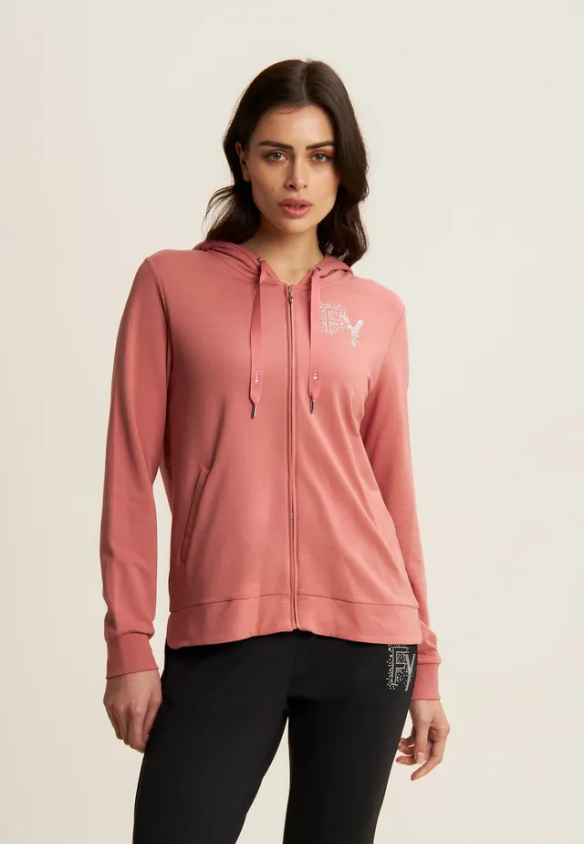 freddy-felpa-donna-con-cappuccio-e-zip-logo-fy-in-strass image 1