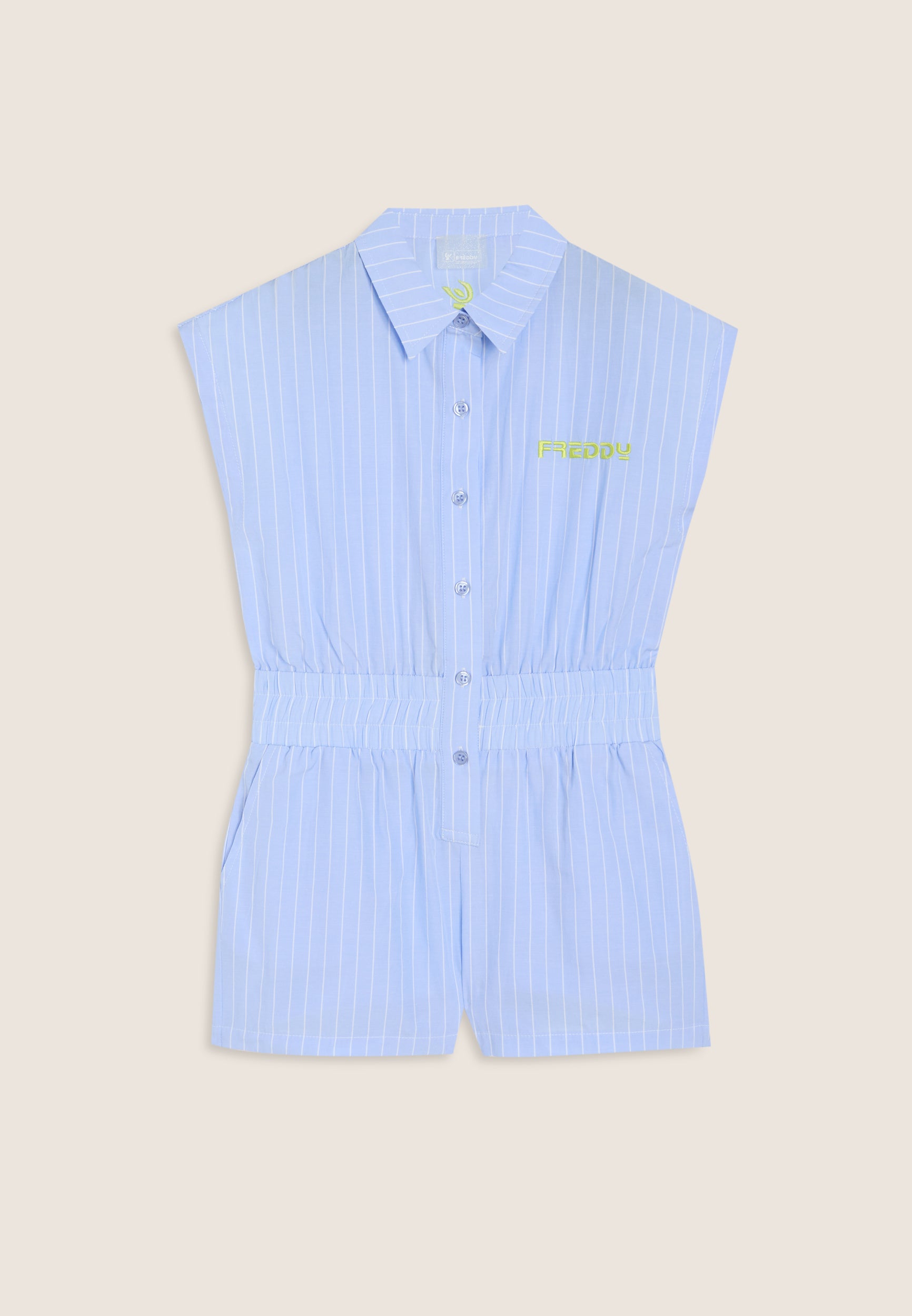 freddy-tuta-jumpsuit-donna-a-righe-smanicata-con-elastico-vita image 1