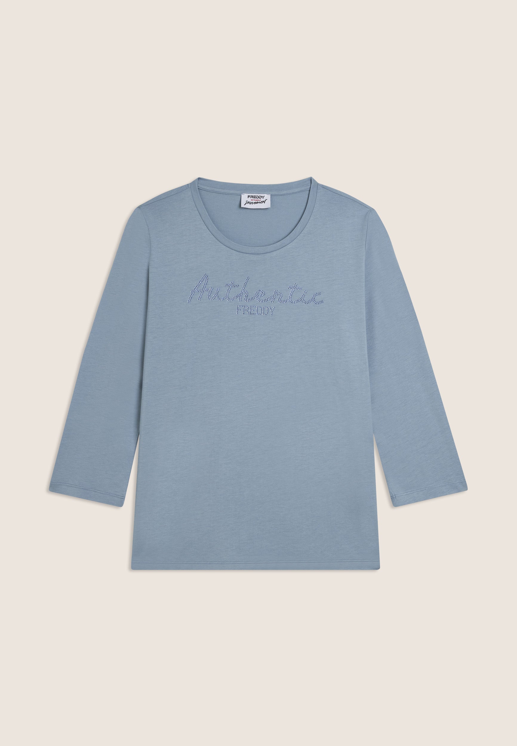 freddy-t-shirt-authentic-manica-3-4-logo-strass-cotone-modal image 3