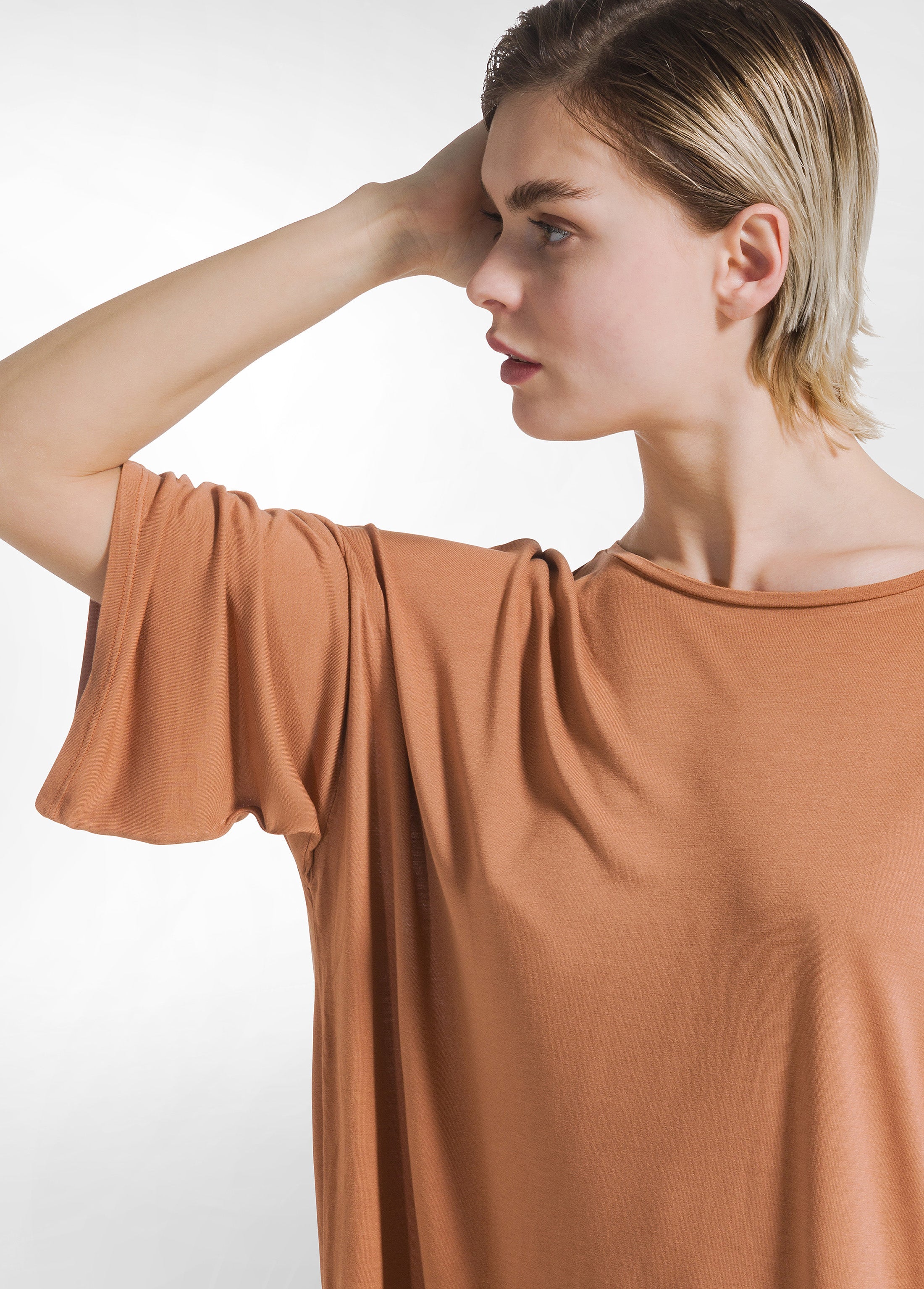 deha-t-shirt-maxi-in-viscosa-marrone image 3
