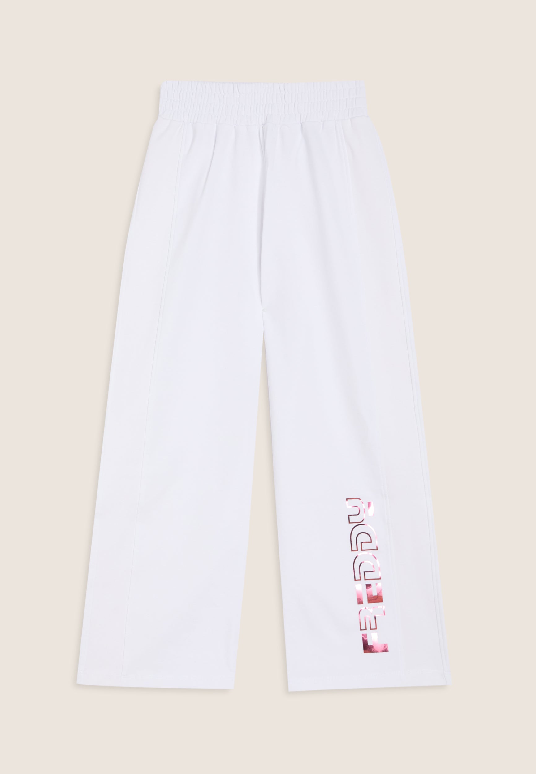 freddy-pantaloni-bambina-wide-leg-cotone-elasticizzato-logo-verticale image 1