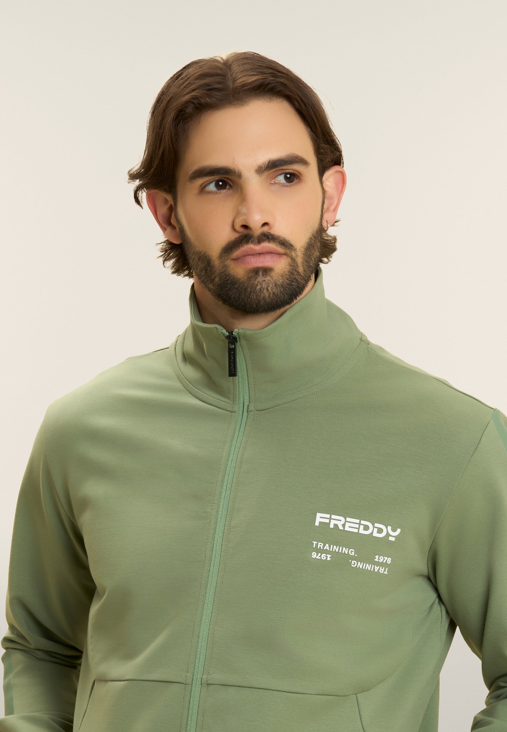 freddy-felpa-uomo-full-zip-con-cappuccio-dettagli-tono-su-tono image 5