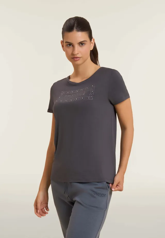 freddy-t-shirt-donna-con-logo-strass-e-glitter-jersey-viscosa image 1