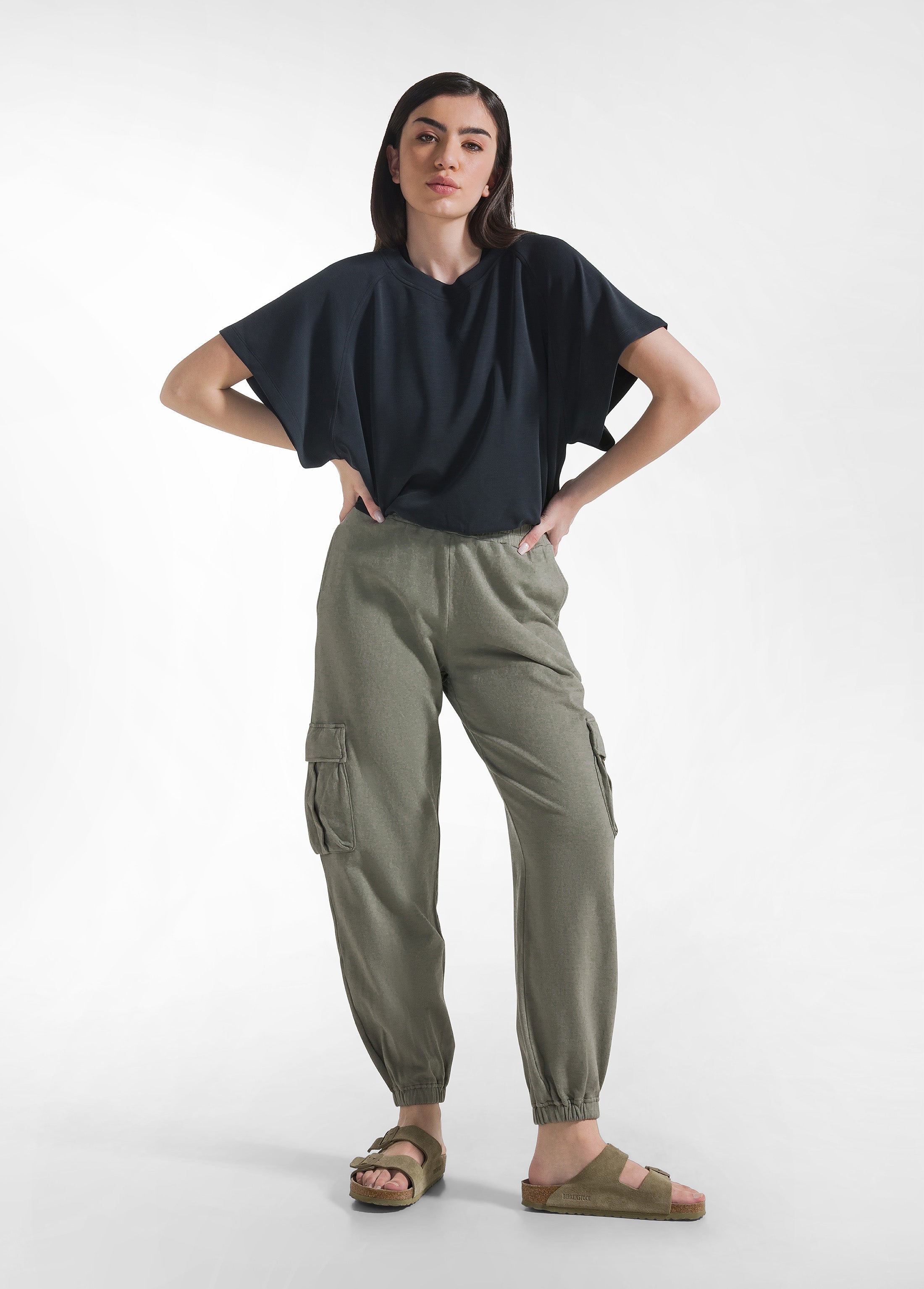 deha-pantalone-cargo-in-felpa-verde-pantalone-leisure-cotone-organico image 1