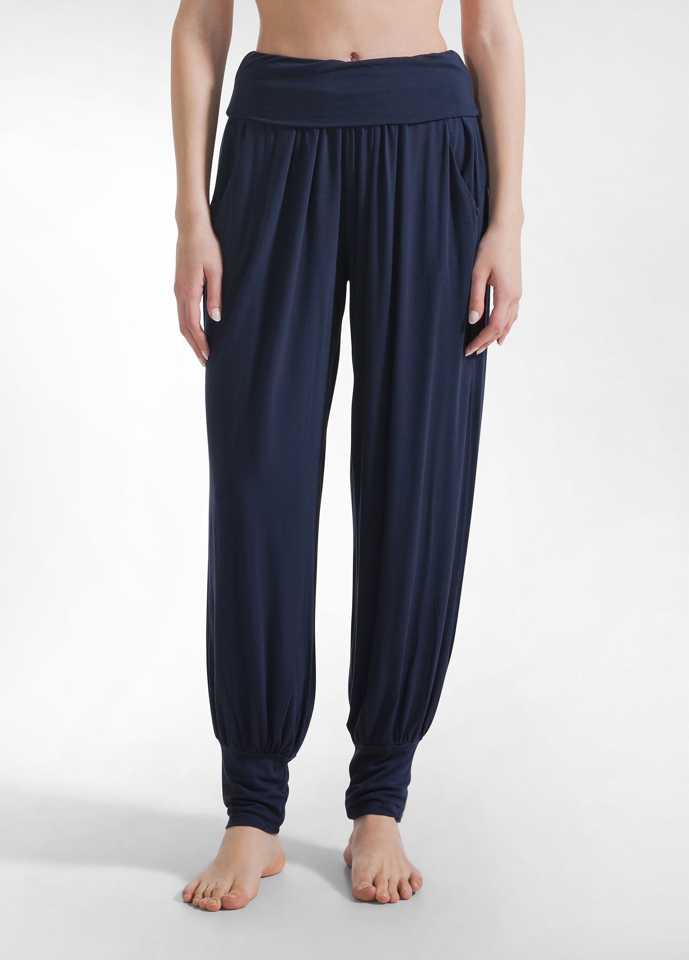deha-pantalone-odalisca-in-viscosa-ecovero-blu-notte image 2