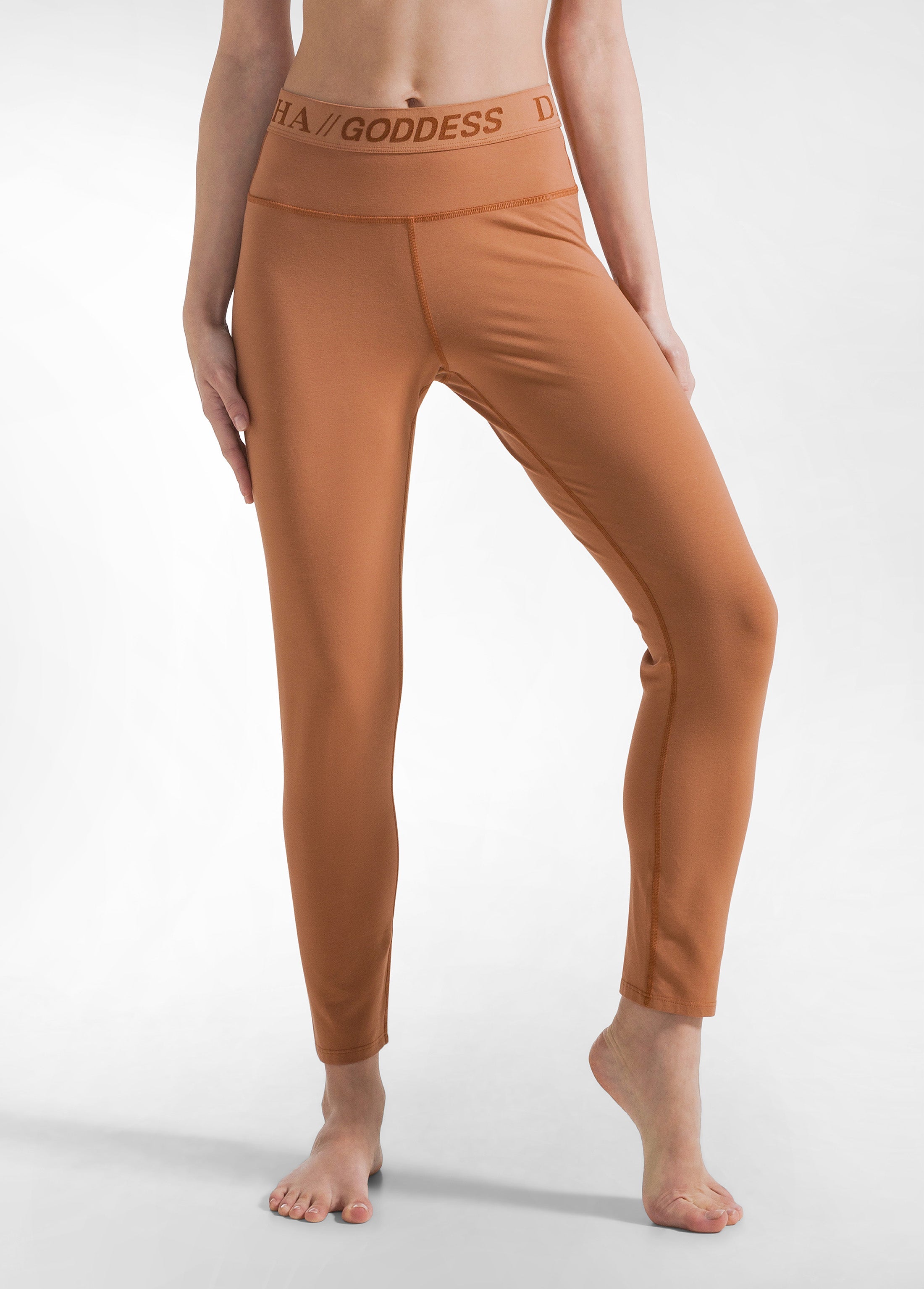deha-leggings-logo-marrone-in-cotone-organico-elasticizzato image 2
