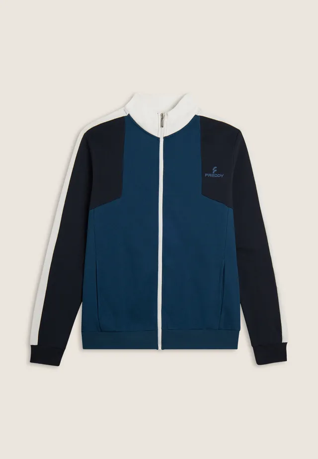 freddy-wr-up-felpa-uomo-full-zip-a-blocchi-di-colore-in-misto-cotone image 1