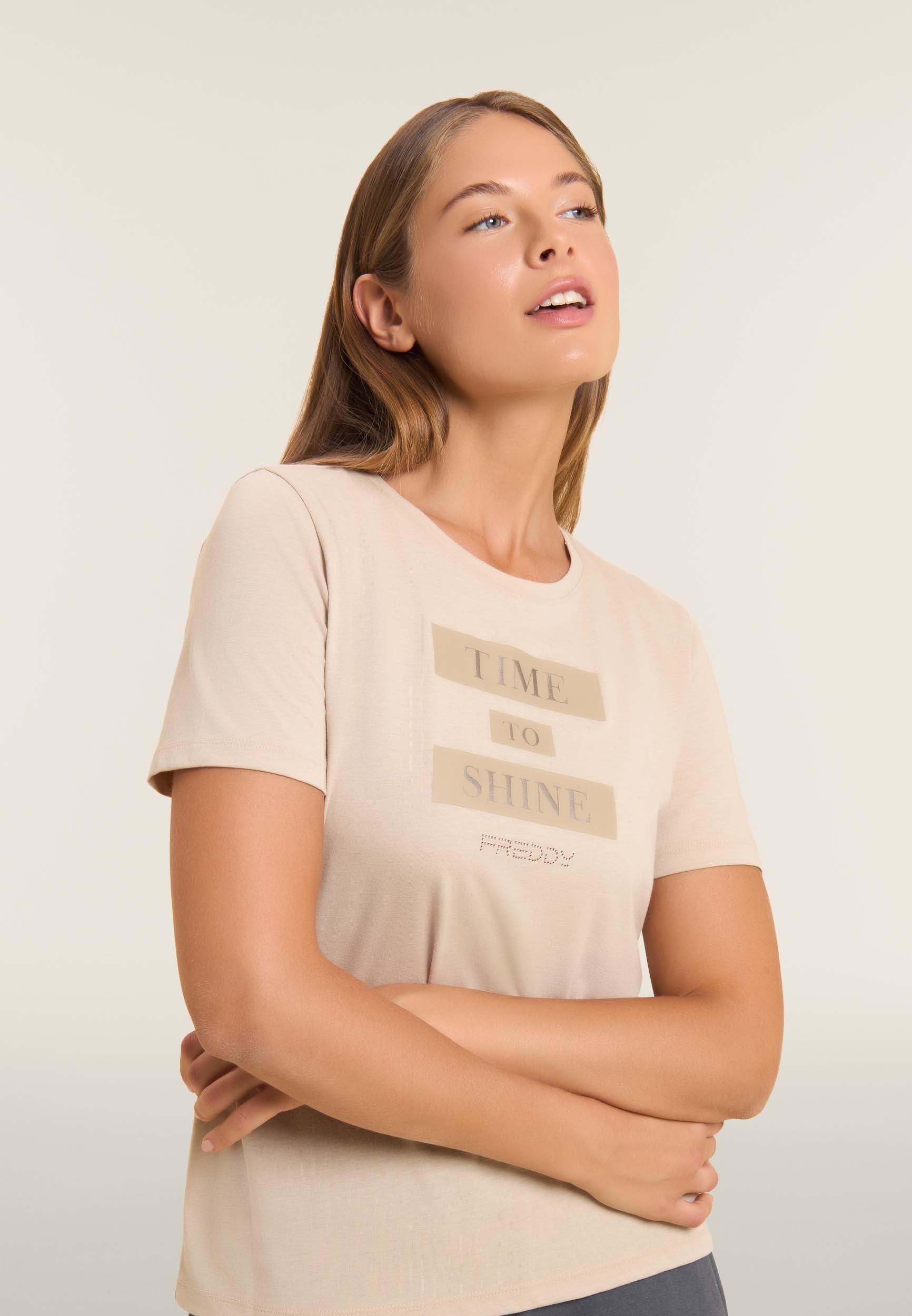 freddy-t-shirt-donna-time-to-shine-con-grafica-e-strass image 4