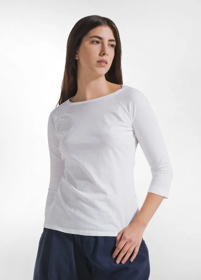 deha-d42514-t-shirt-manica-3-4-in-jersey-fiammato-bianco image 1