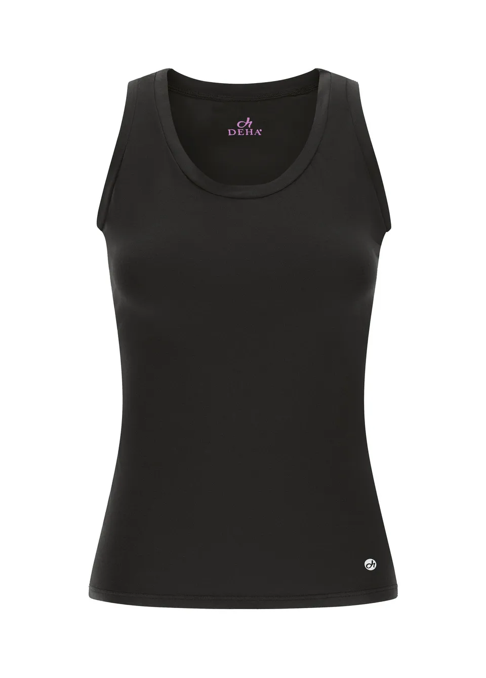 deha-canotta-d42021-stretch-tinta-unita-spalline-larghe-nera image 1