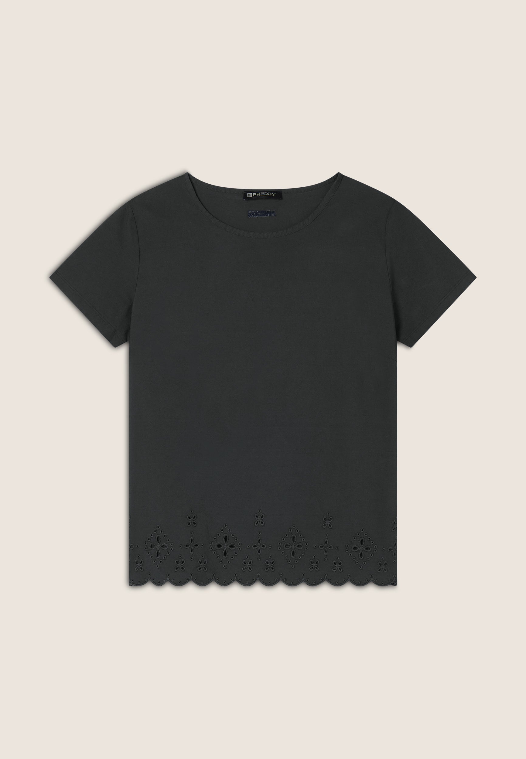 freddy-t-shirt-regular-in-cotone-con-ricami-sangallo image 8