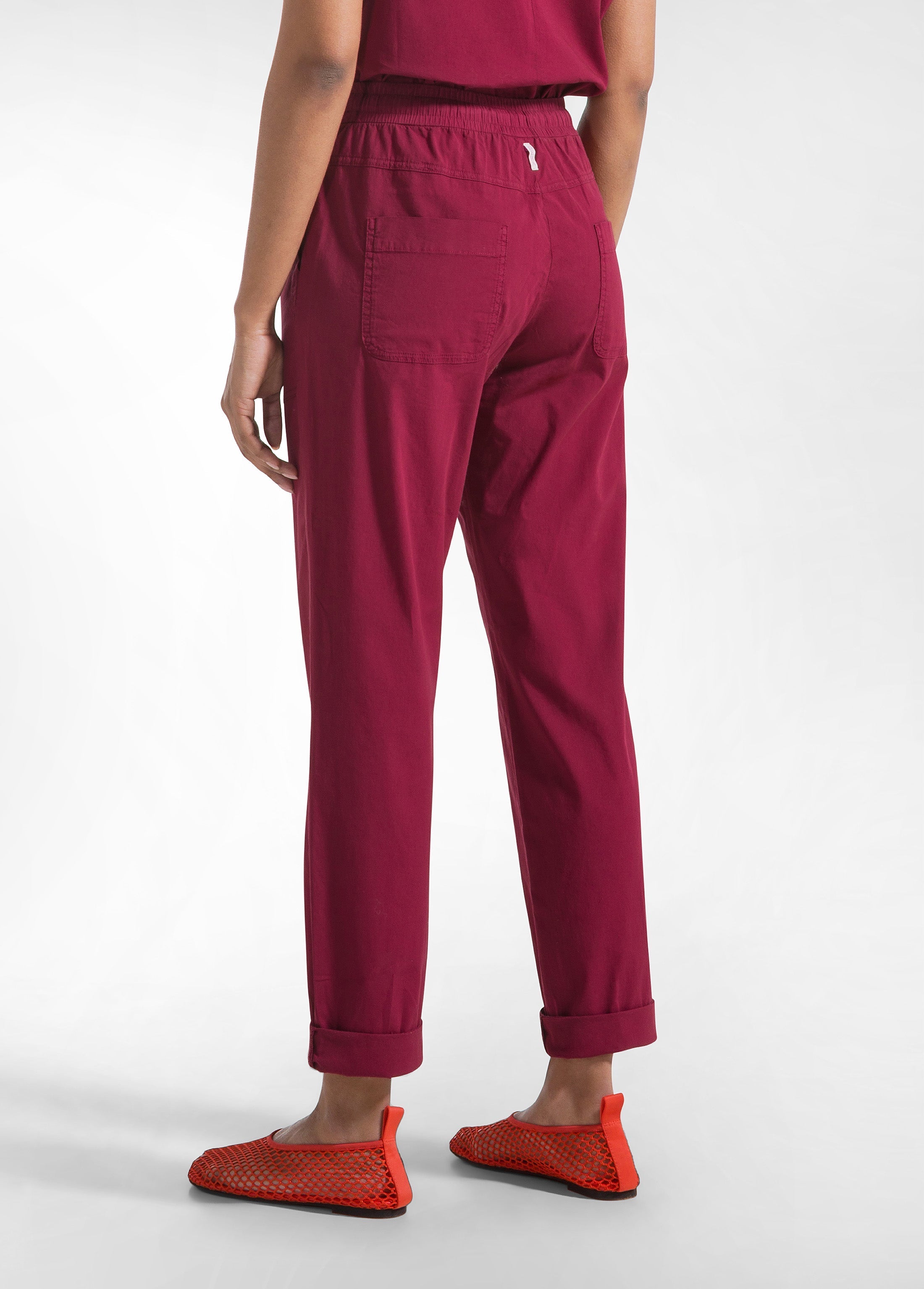deha-completo-top-e-pantaloni-dritti-in-popline-elasticizzato-rosso image 7