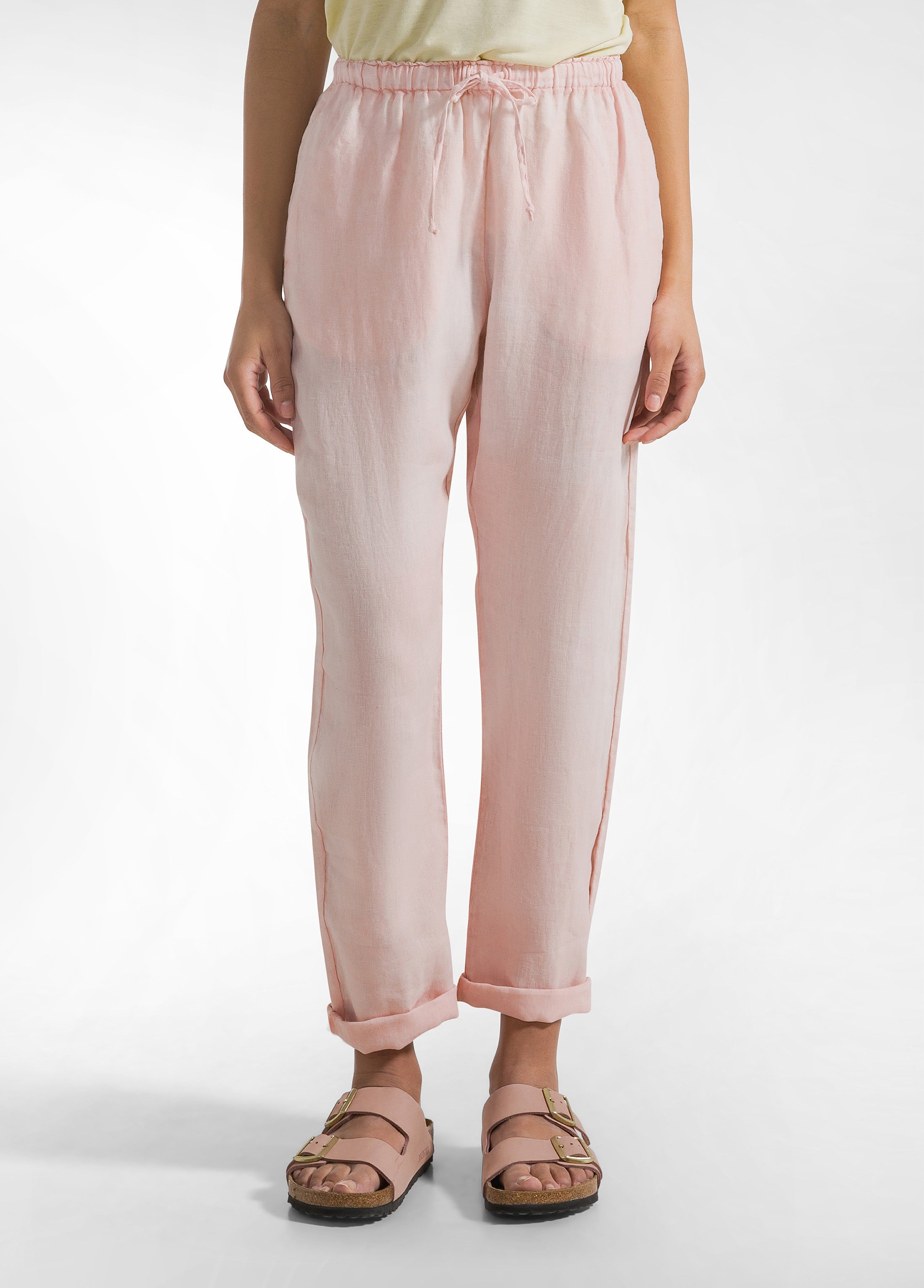 deha-pantalone-in-lino-effetto-sfumato-rosa image 2