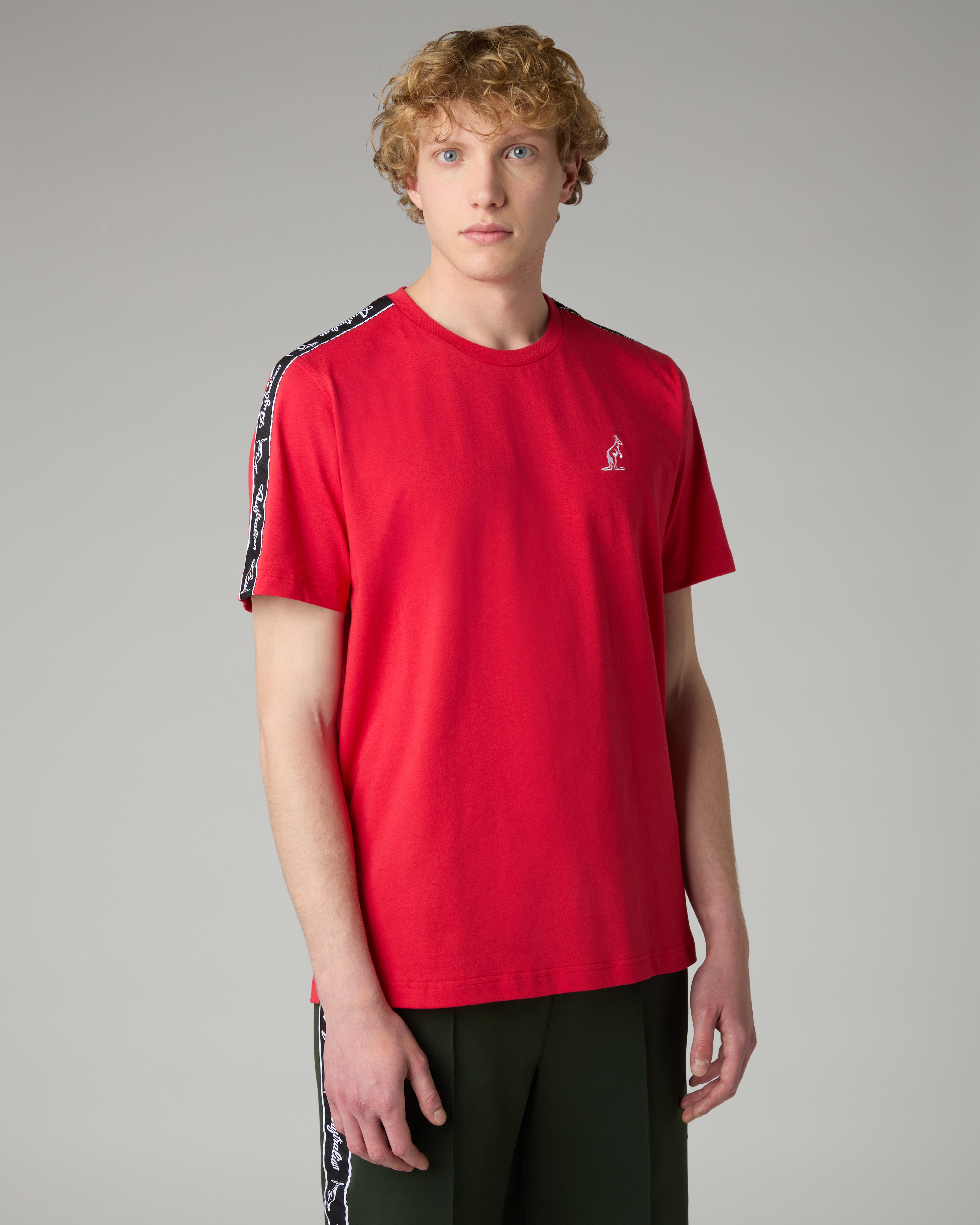 australian-tape-t-shirt-in-cotone-tango-red-con-banda image 1