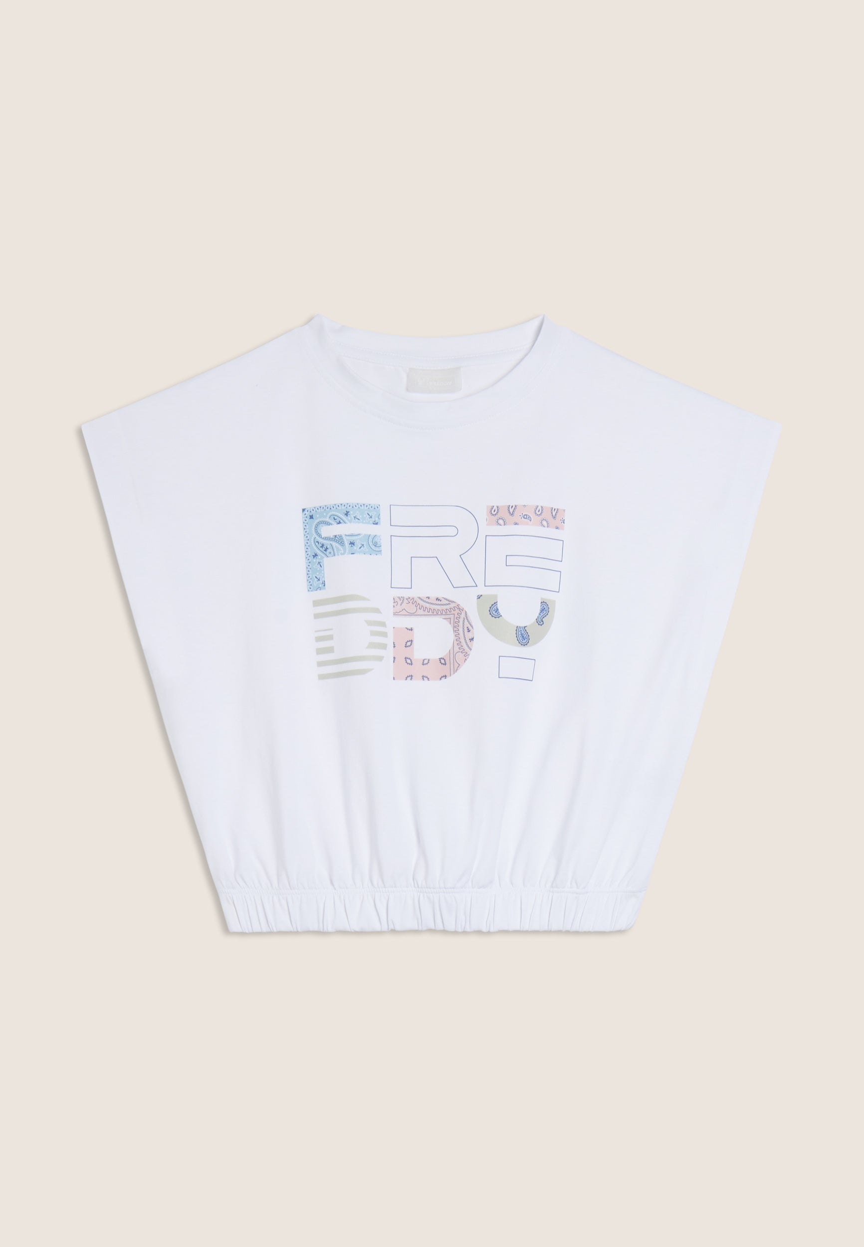 freddy-t-shirt-cropped-bambina-senza-maniche-con-logo-fantasia image 8