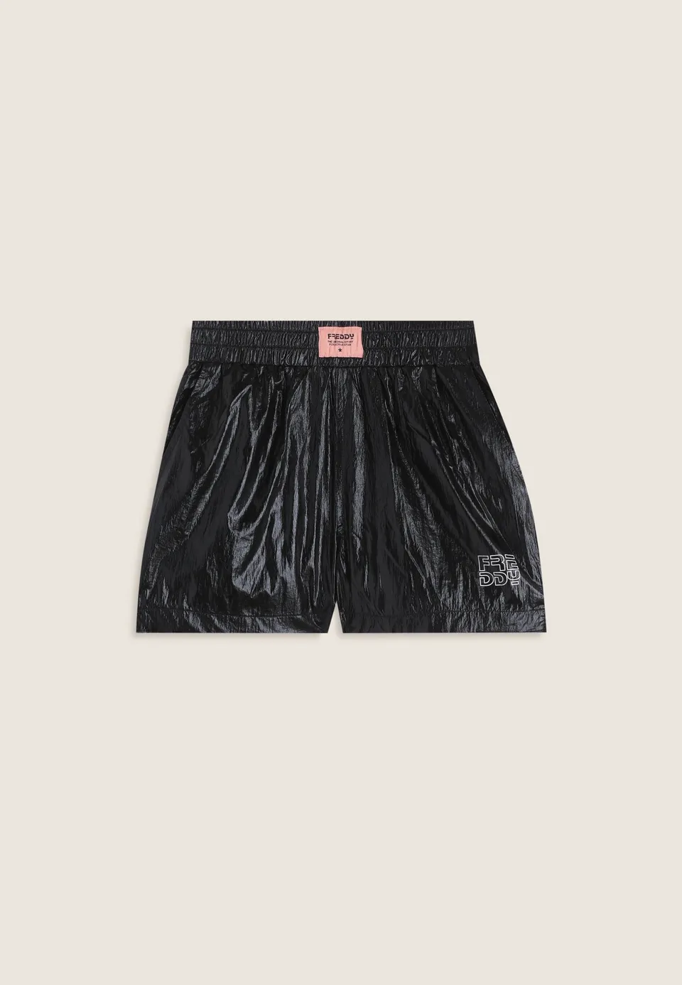 freddy-pantaloncini-bambina-in-tessuto-coated-argento-con-logo image 1
